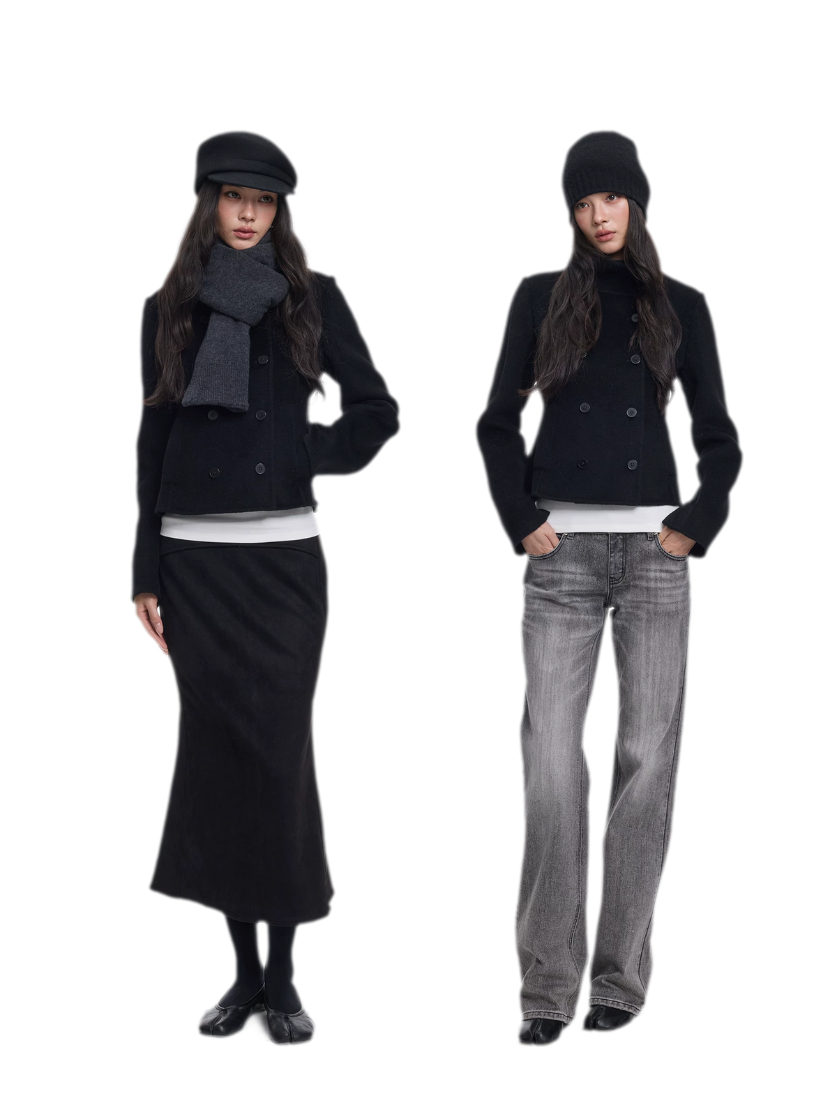 Двустороннее шерстяное пальто с воротником-стойкой