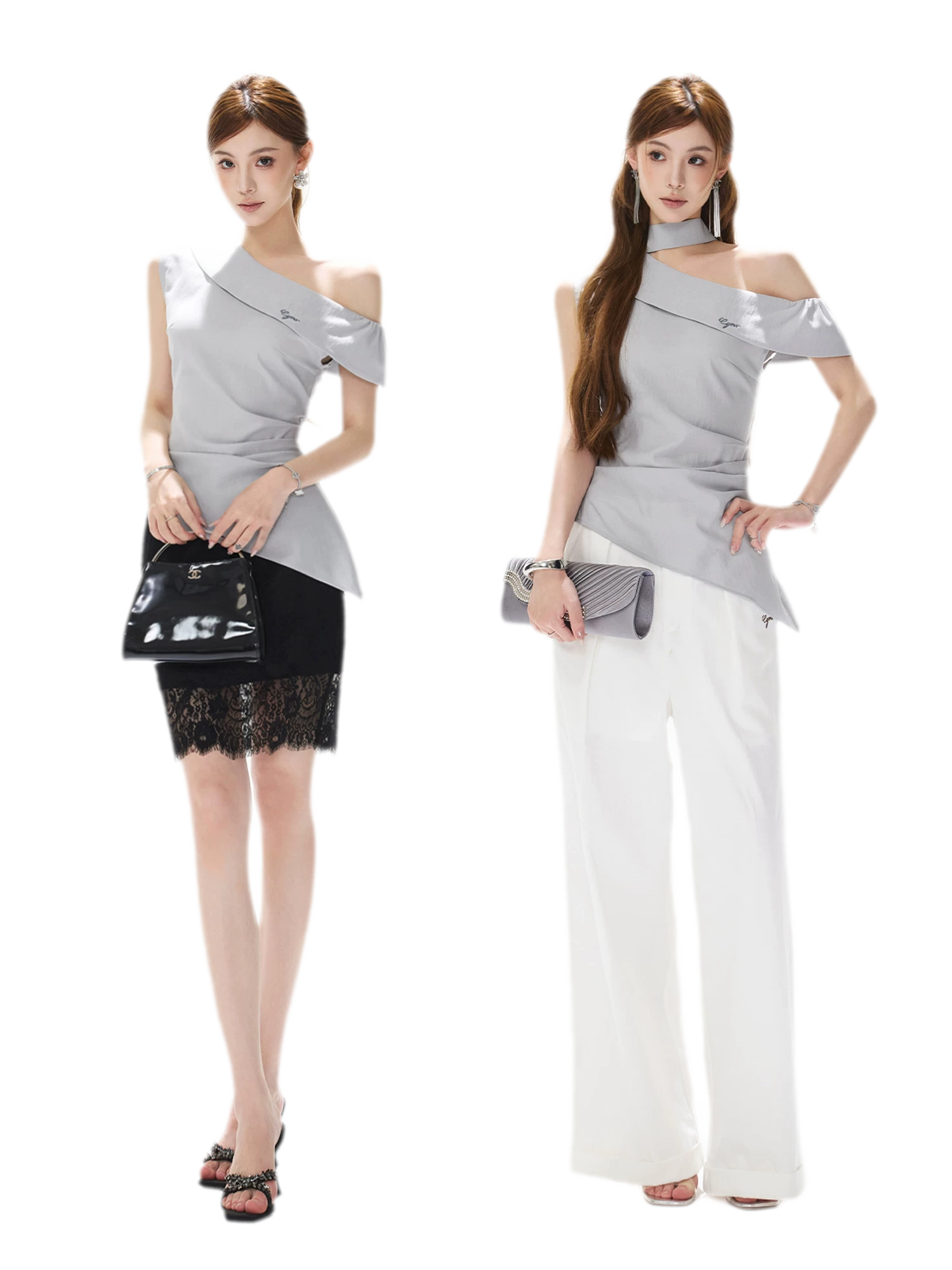 Asymmetrical Halter Blouse