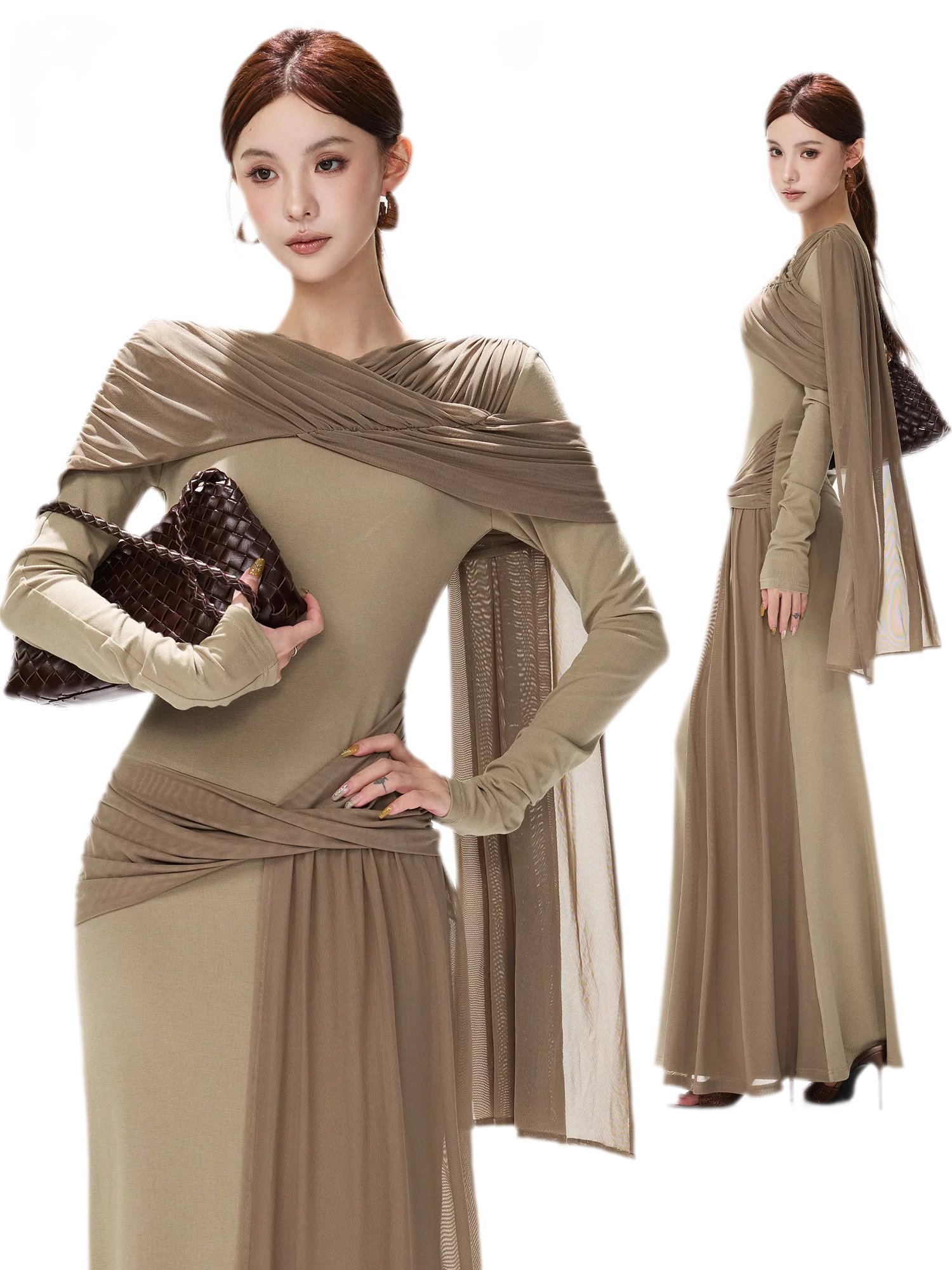 Contrast Sash Mermaid Knit Dress