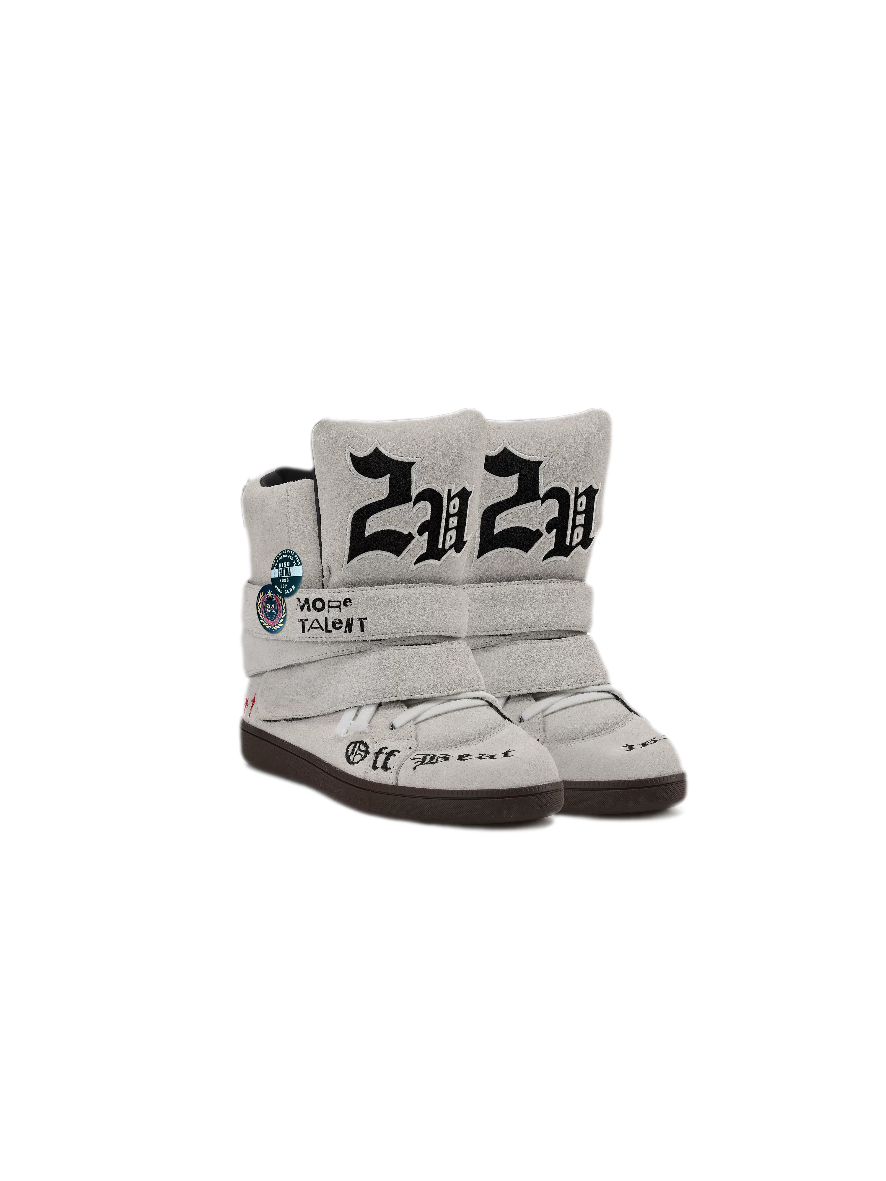 24ANS x UWA Embroidered Suede High-Top Sneakers