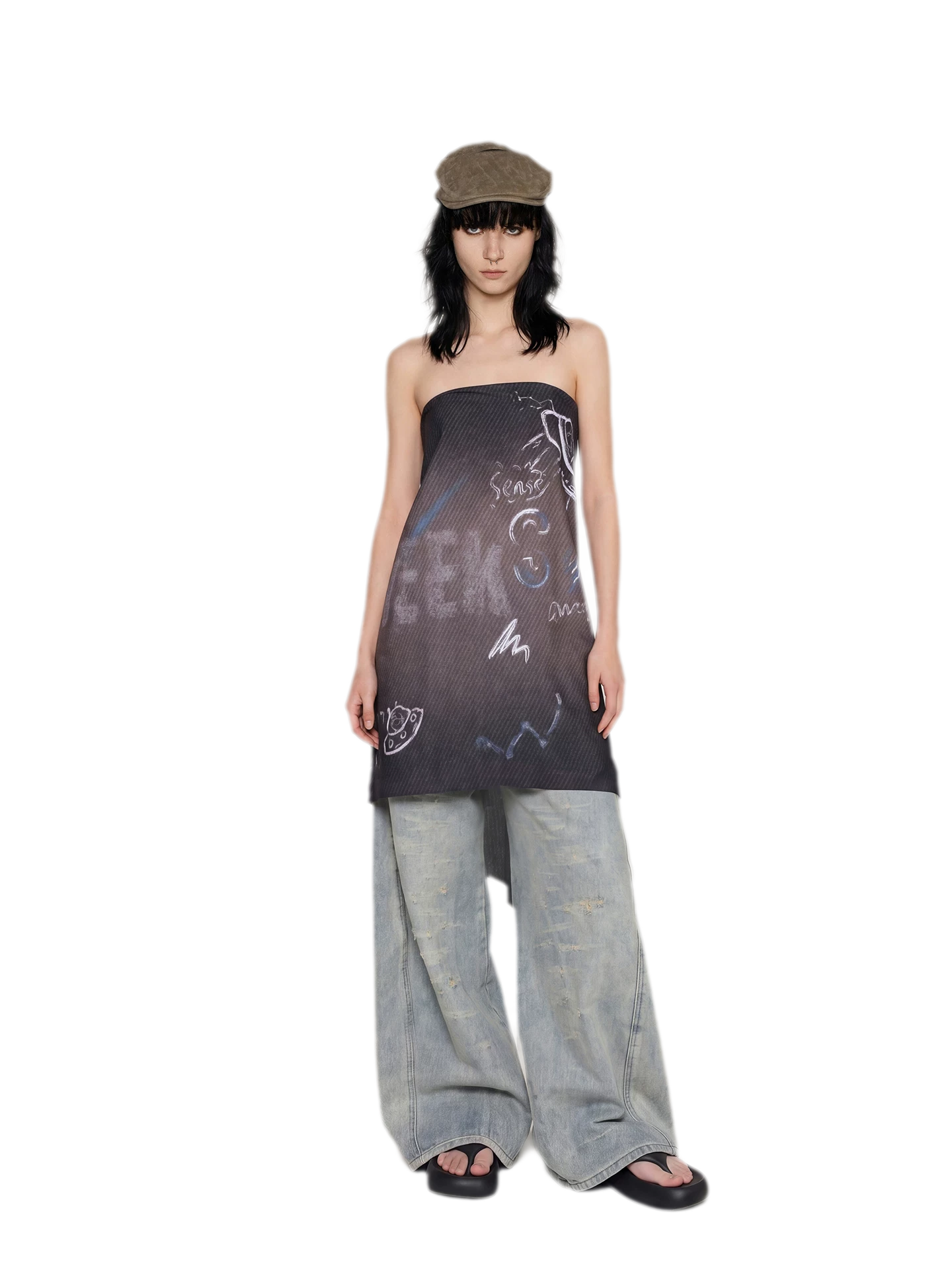 Graffiti Print Silk Scarf