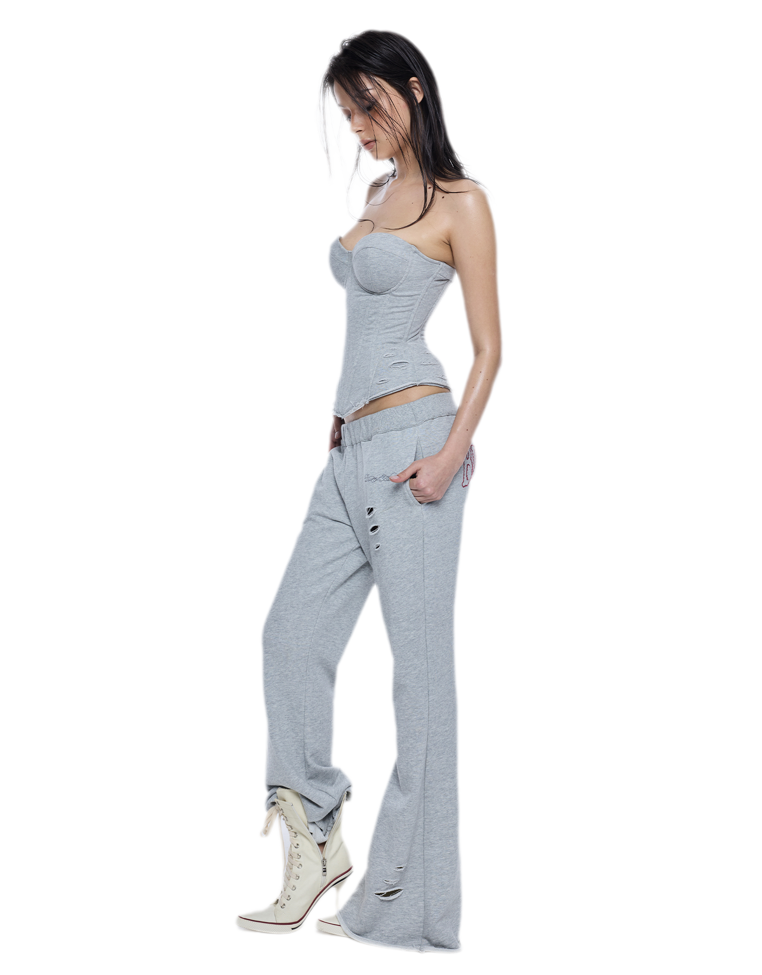 Distressed Flared Sweatpants