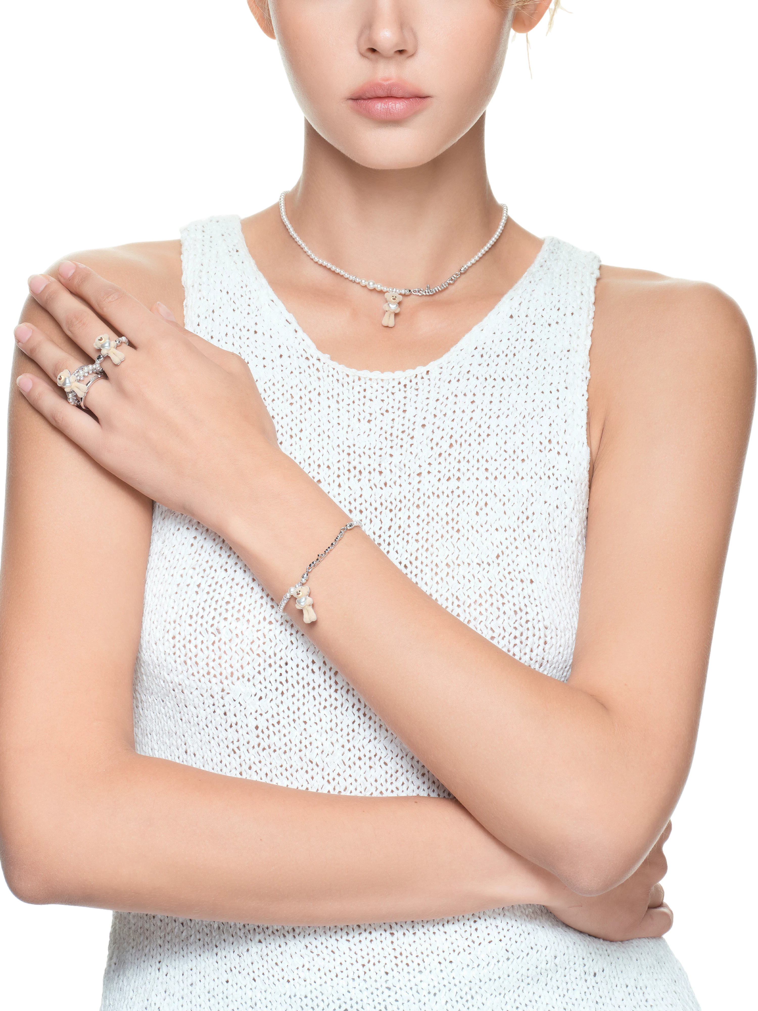 Bear Hug Pearl Heart Necklace