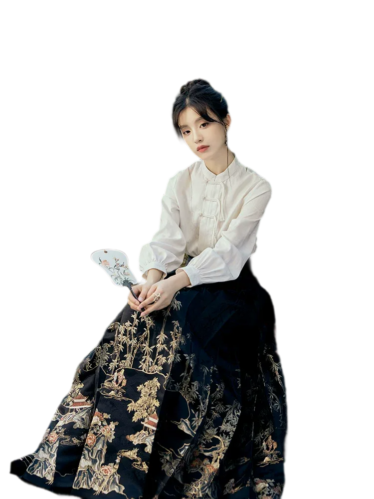墨白·竹下听澜 Ink Bamboo Ripples Brocade Mamian