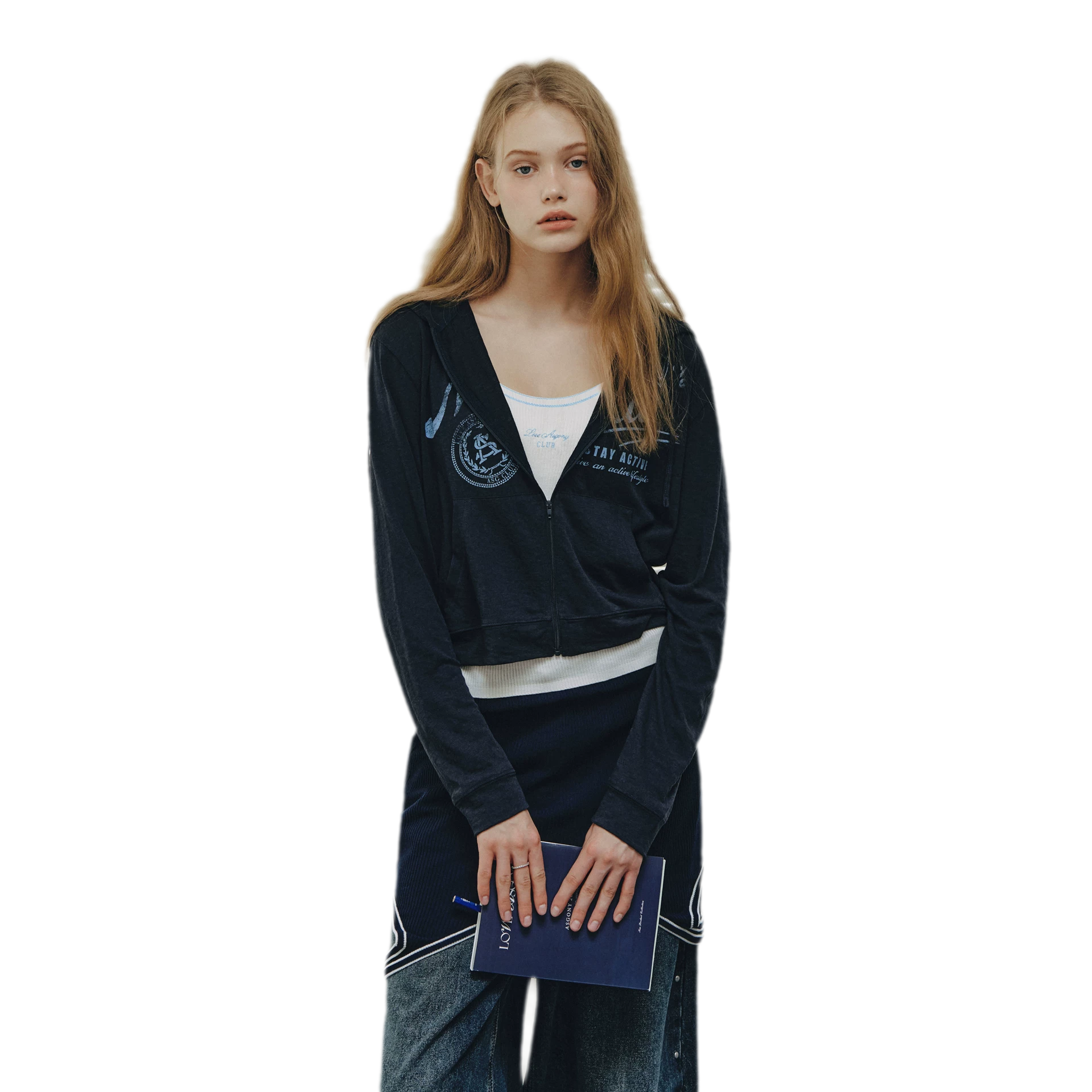 Distressed Cropped Hooded Jacket
