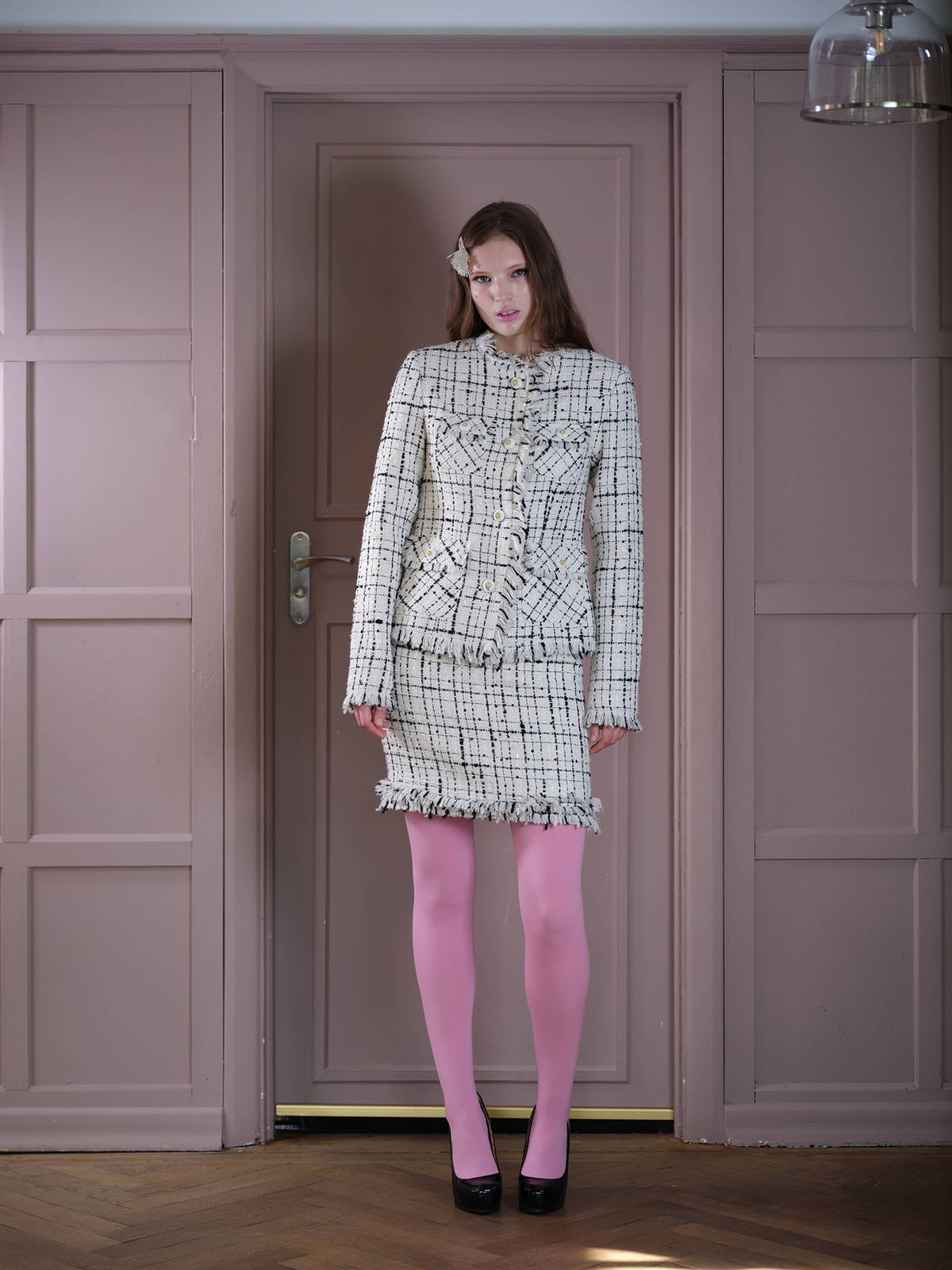 Wool Tweed Jacket Skirt Suit