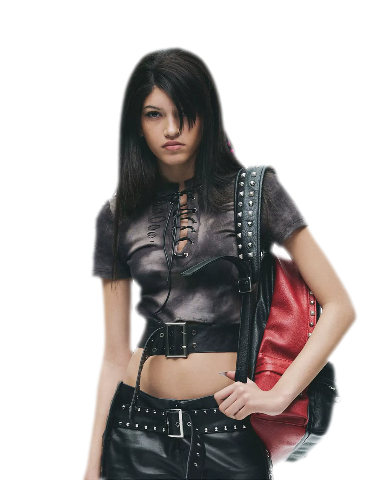 24ANS Distressed Lace-Up Cropped Tee – view 2