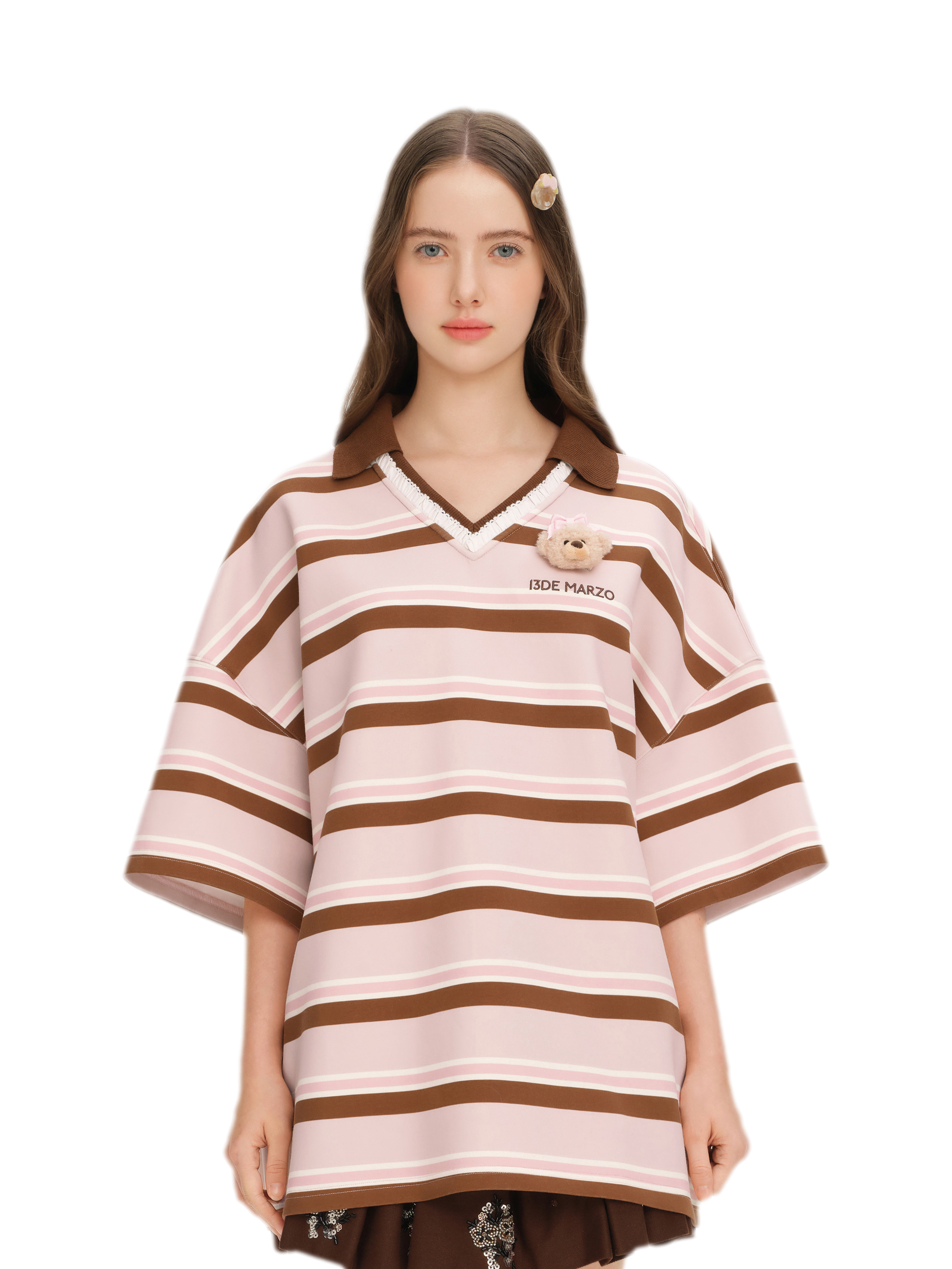 Floral Stripe Polo Tee