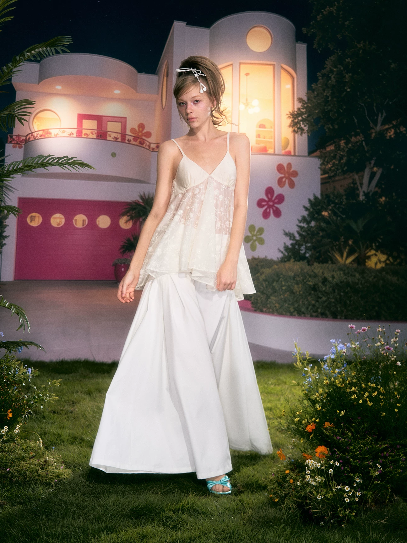 Structured A-Line Wide-Leg Pants