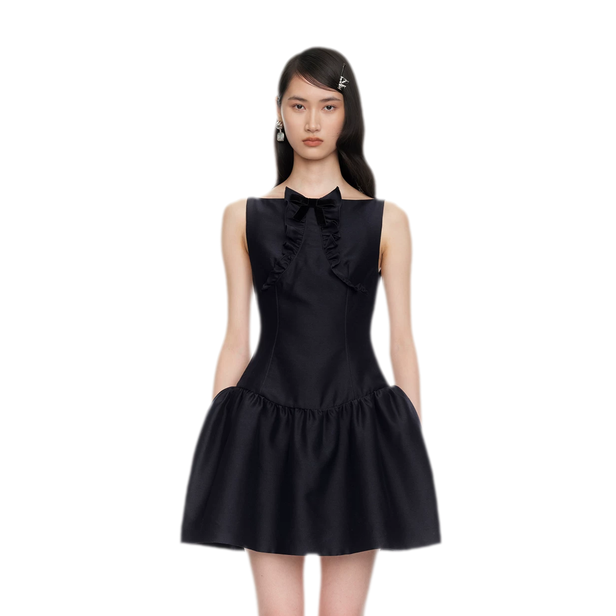 Ruffle Bowknot Mini Dress