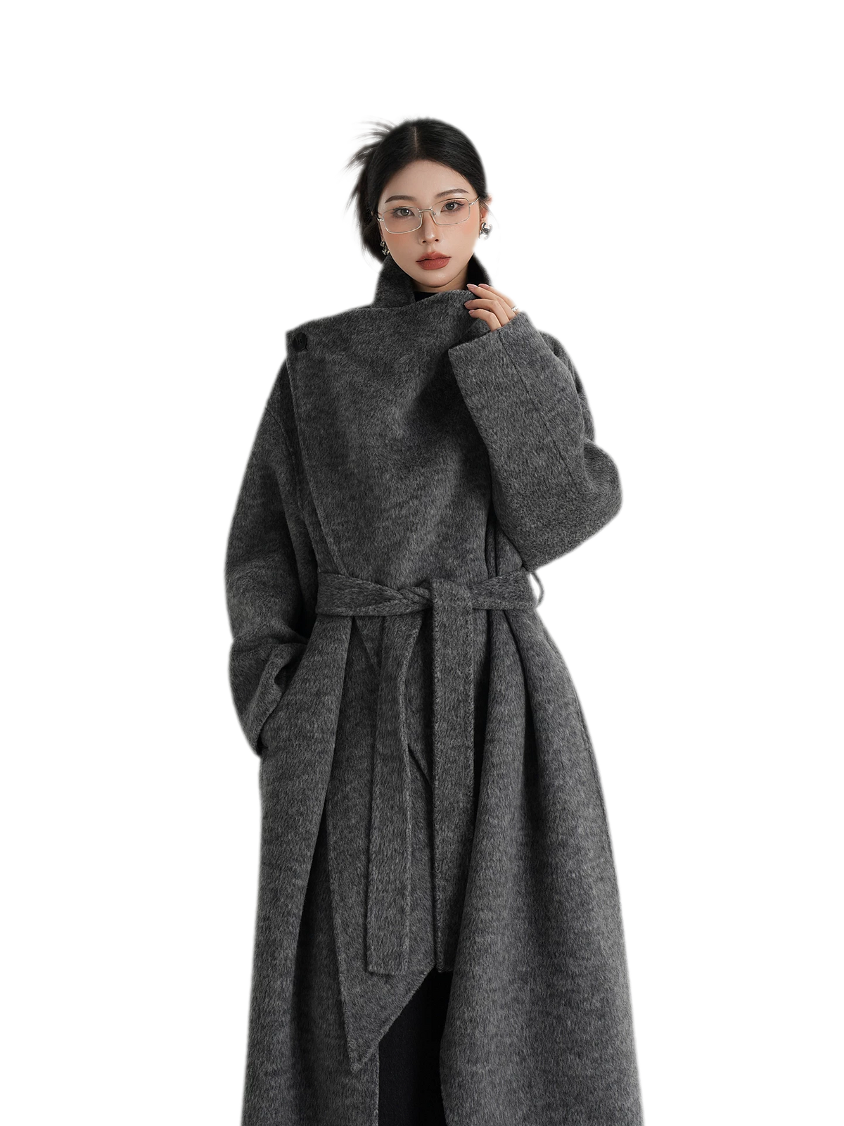 Cashmere Wrap Longline Wool Coat