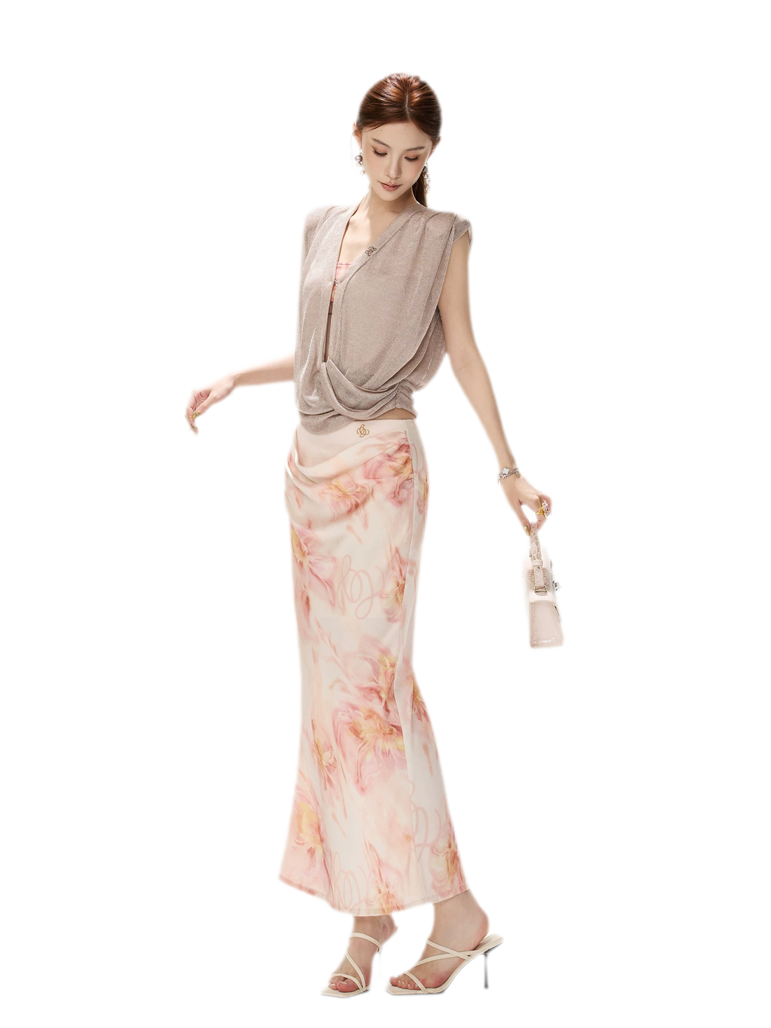 Floral Satin Mermaid Skirt