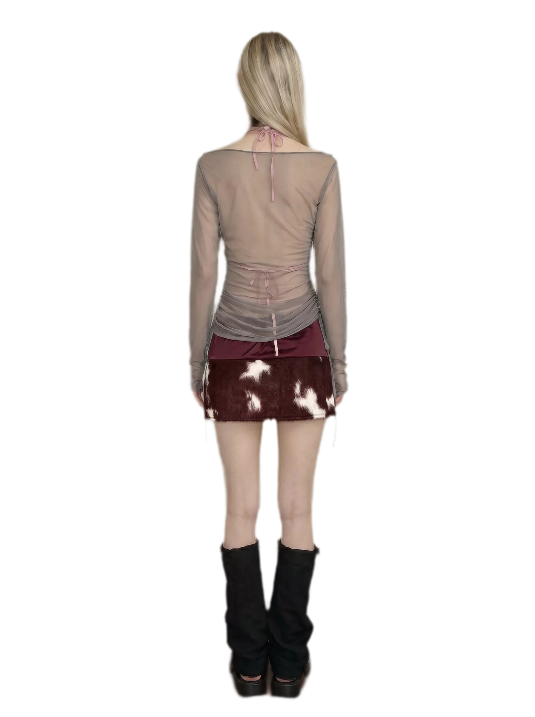 Fuzzy Mottled Low-Rise Mini Skirt