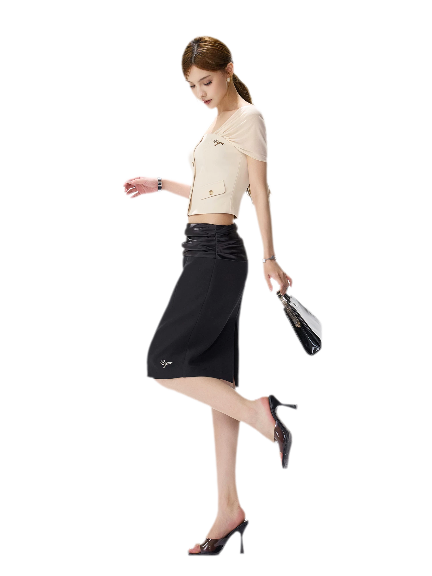 Square Neck Mesh Sleeve Top