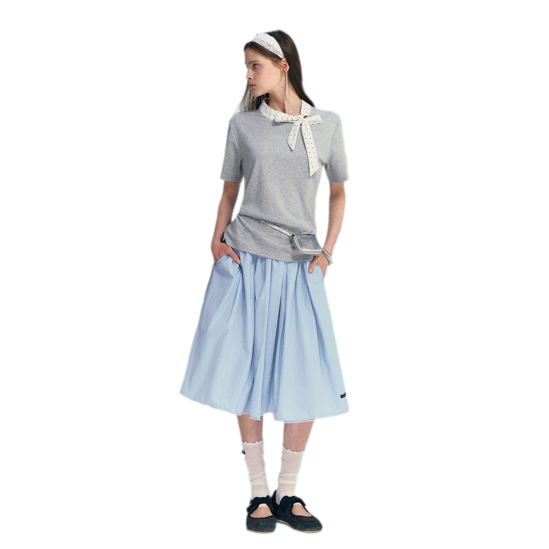 Blue Lace Midi Skirt