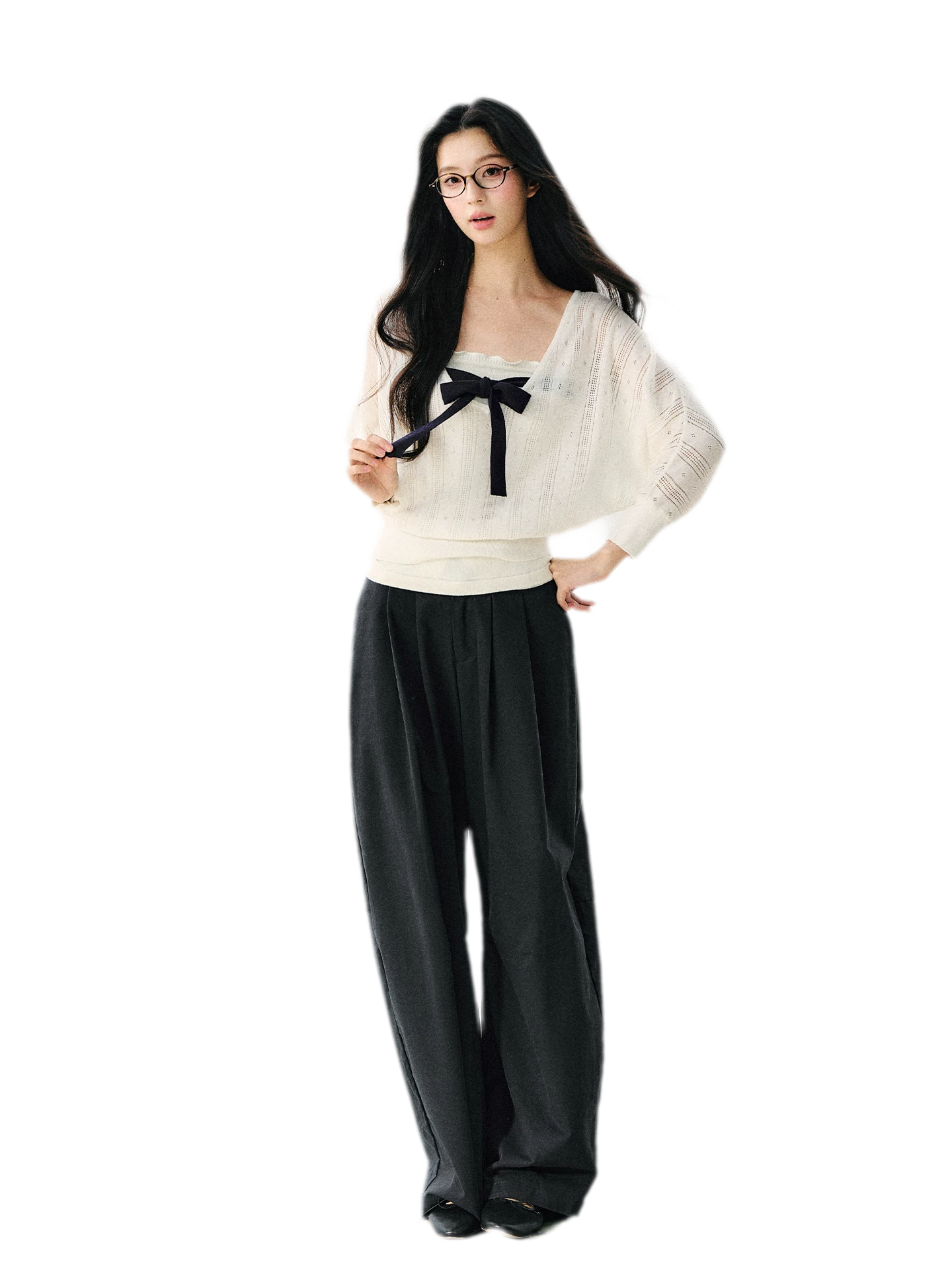 Bow Cutout Knit Top