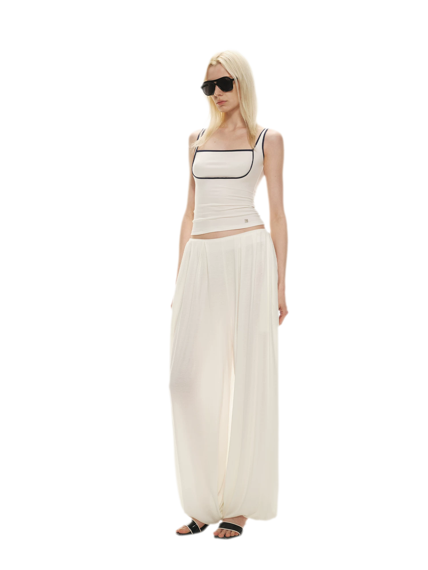 Tencel Blend Relaxed Wide-Leg Pants