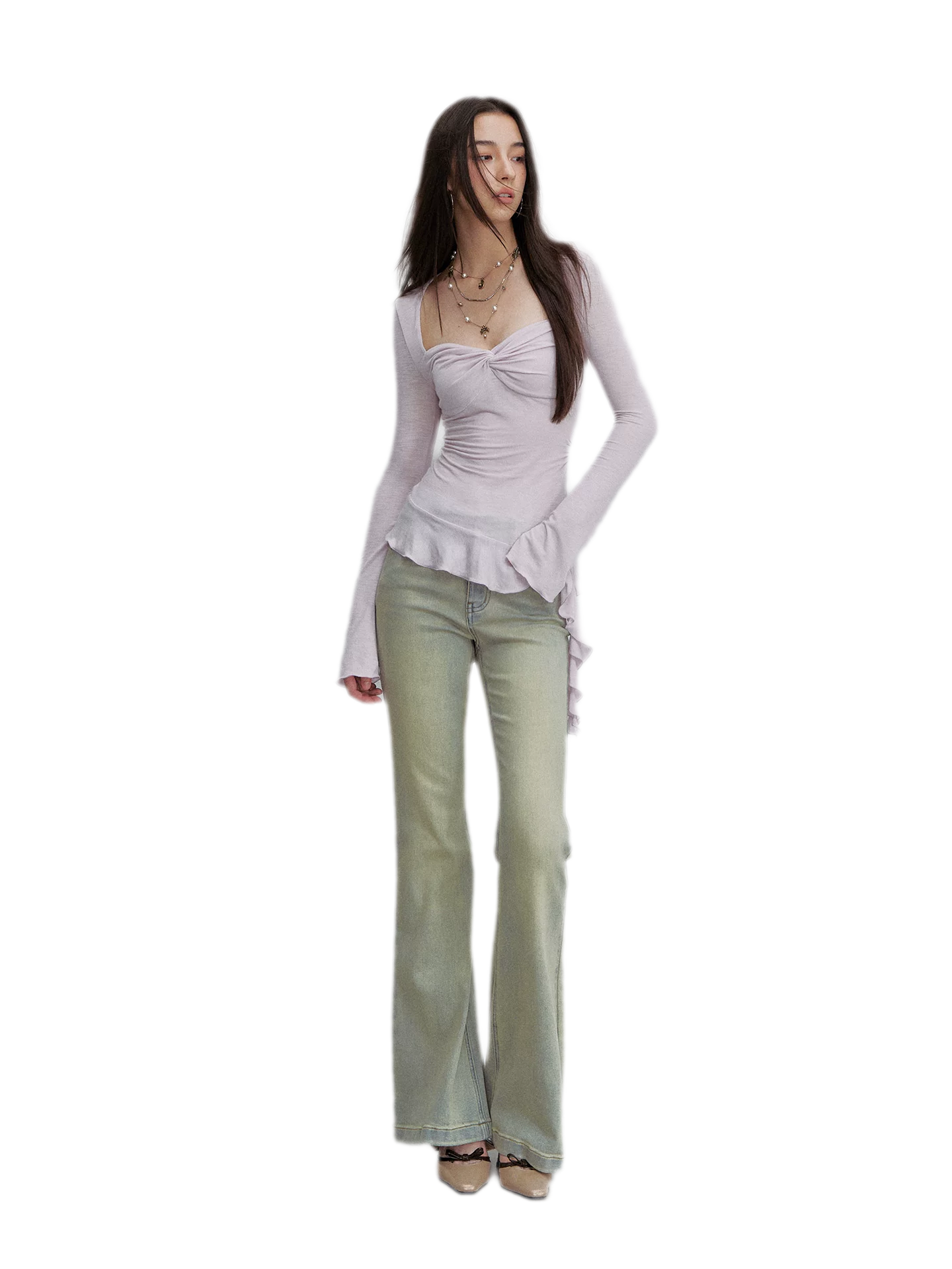 Twist Peplum Long Sleeve Top