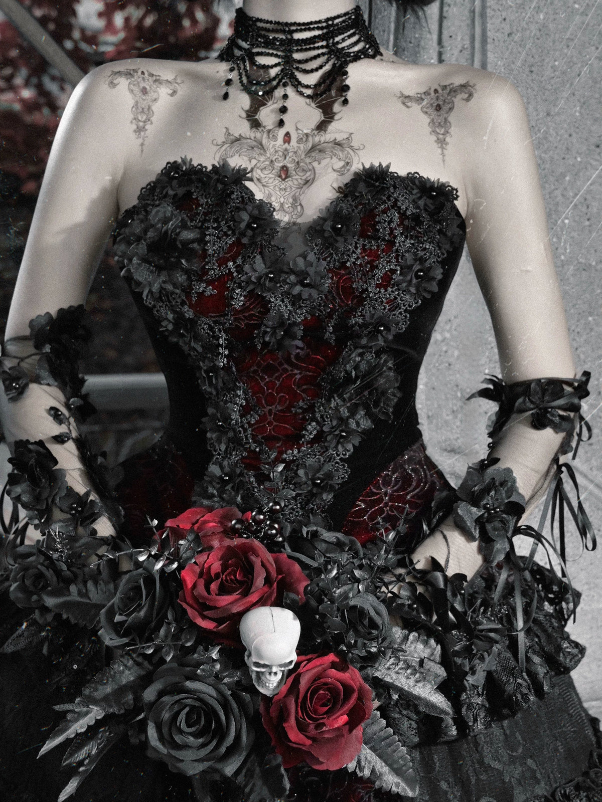 Áo corset Gothic ren nhung