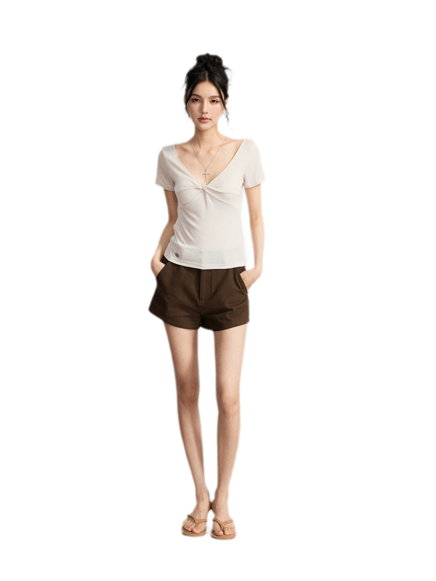 V-Neck Ruched Summer Top