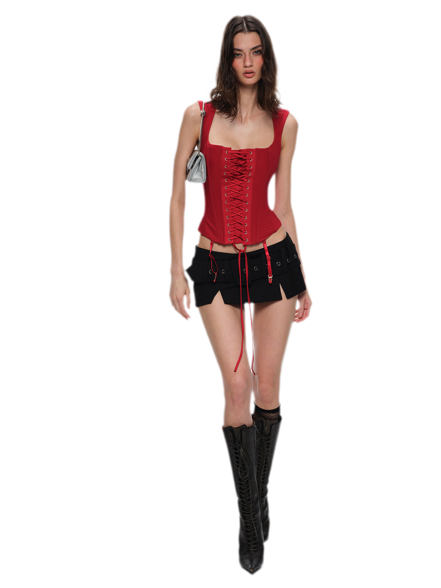 Lace-Up Boned Cropped Corset