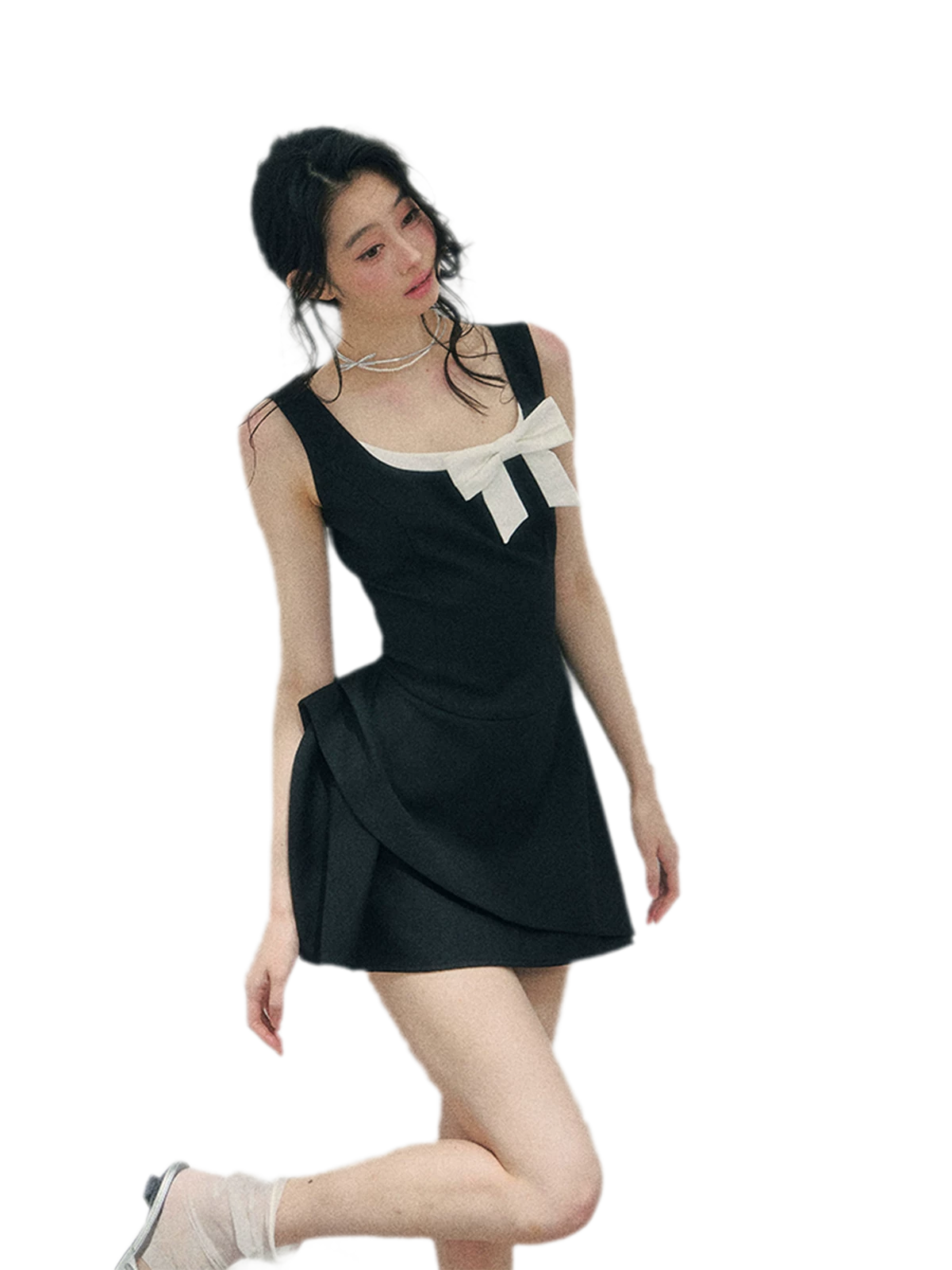 Sleek Bowknot Mini Dress