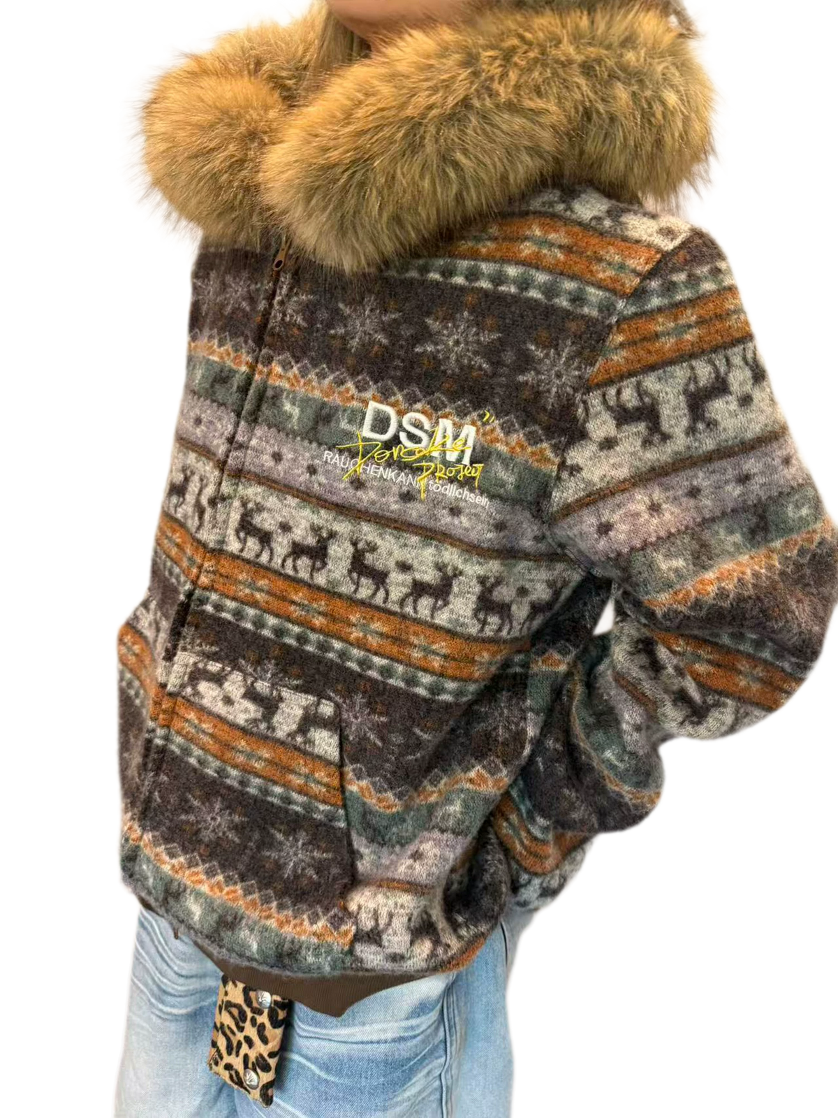 Fair Isle Hooded Cardigan