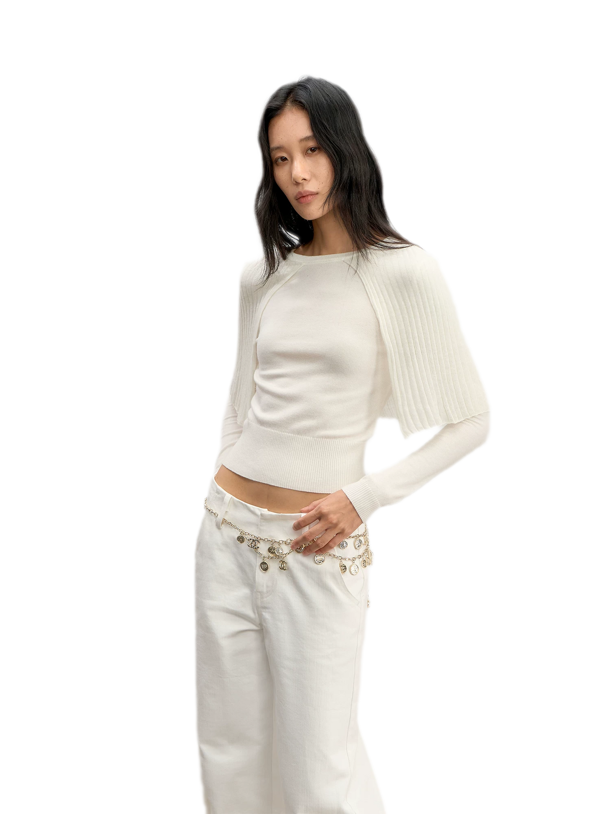 Ribbed Cape Knit Sweater