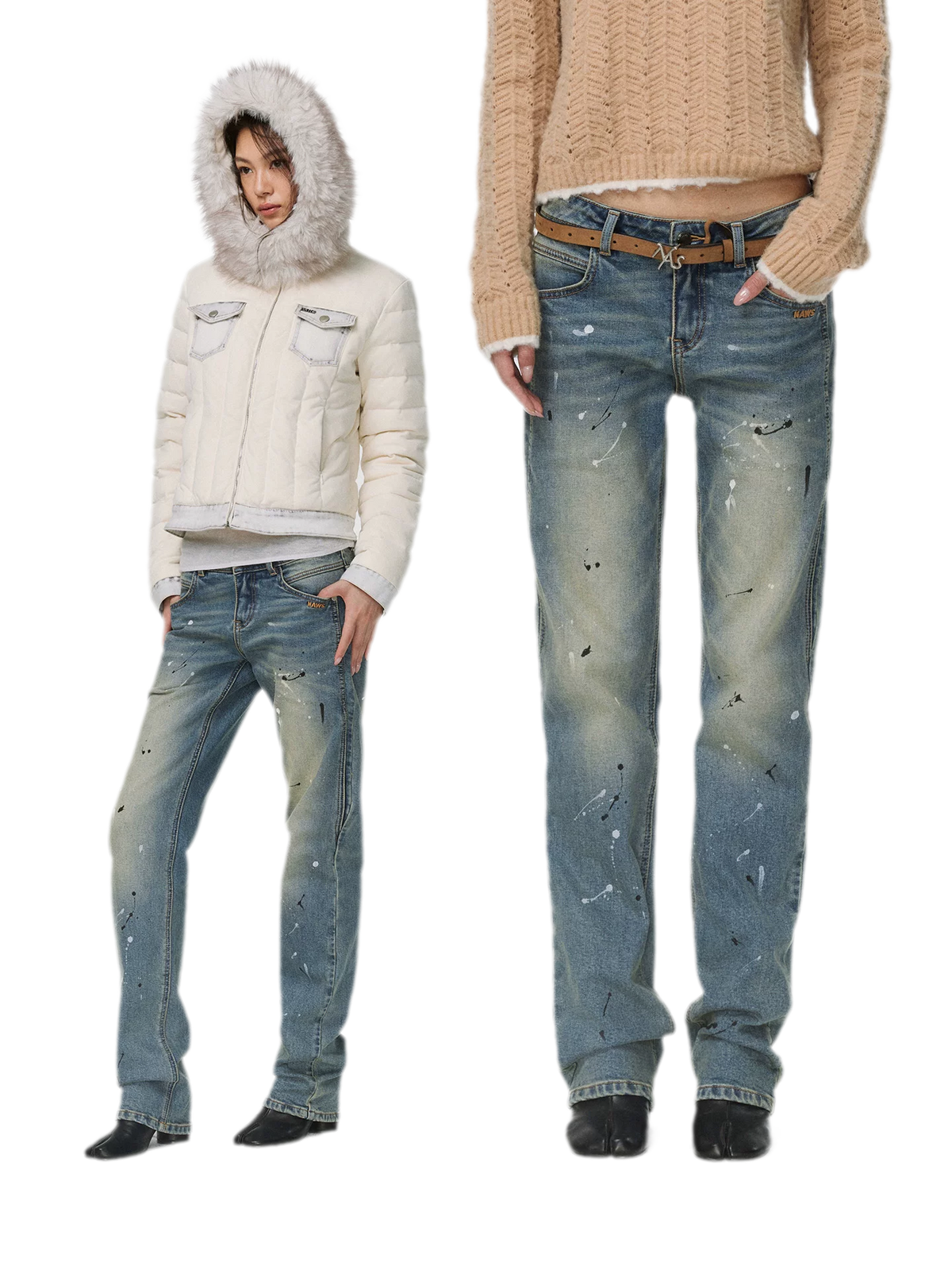 Gewaschene Distressed-Slim-Jeans