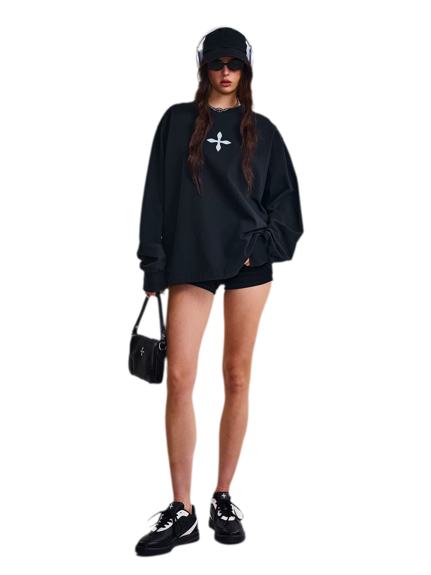Cross Statue Oversized Long Sleeve Top