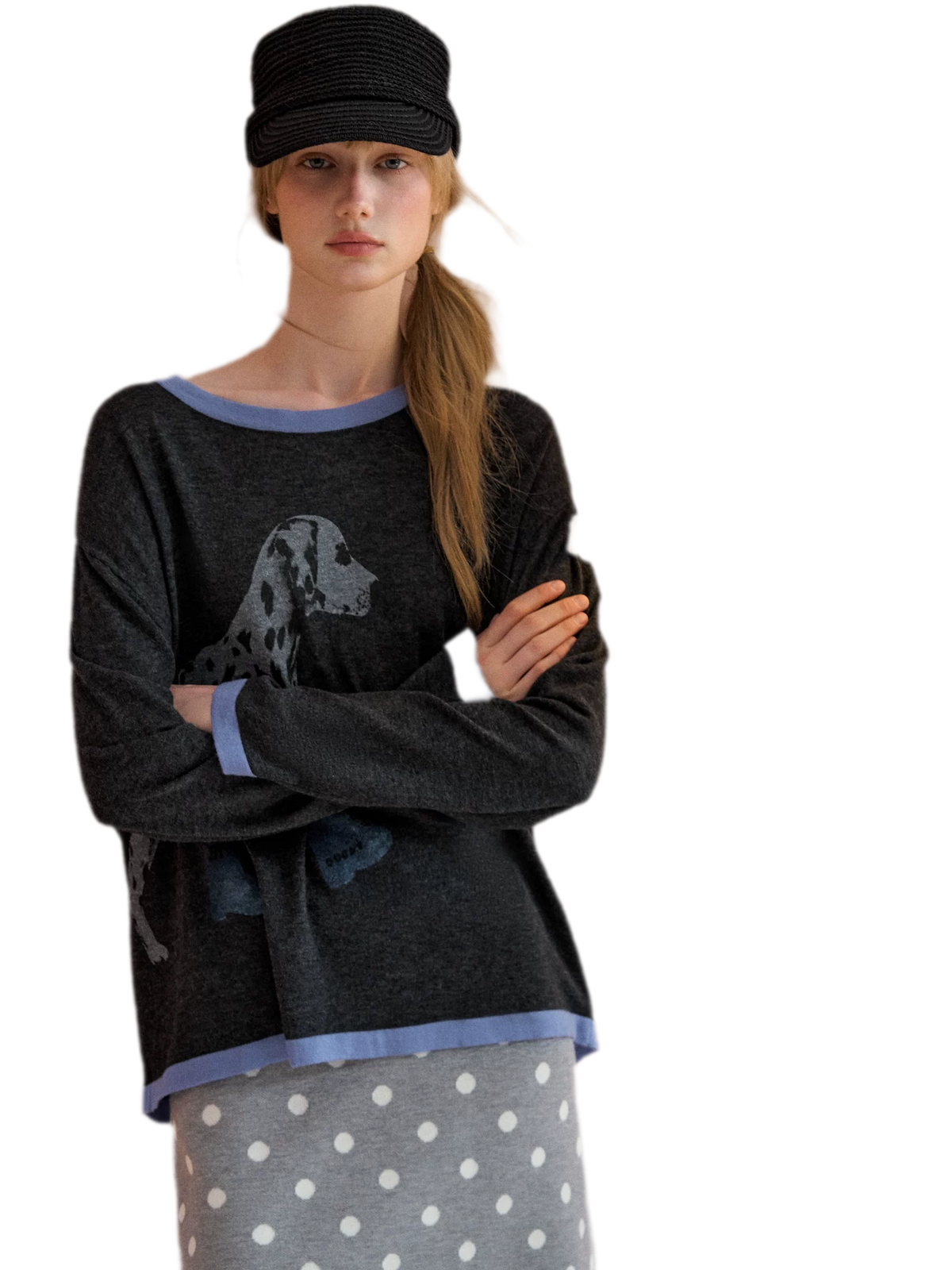 Oversized-Strickpullover mit Dalmatiner-Print