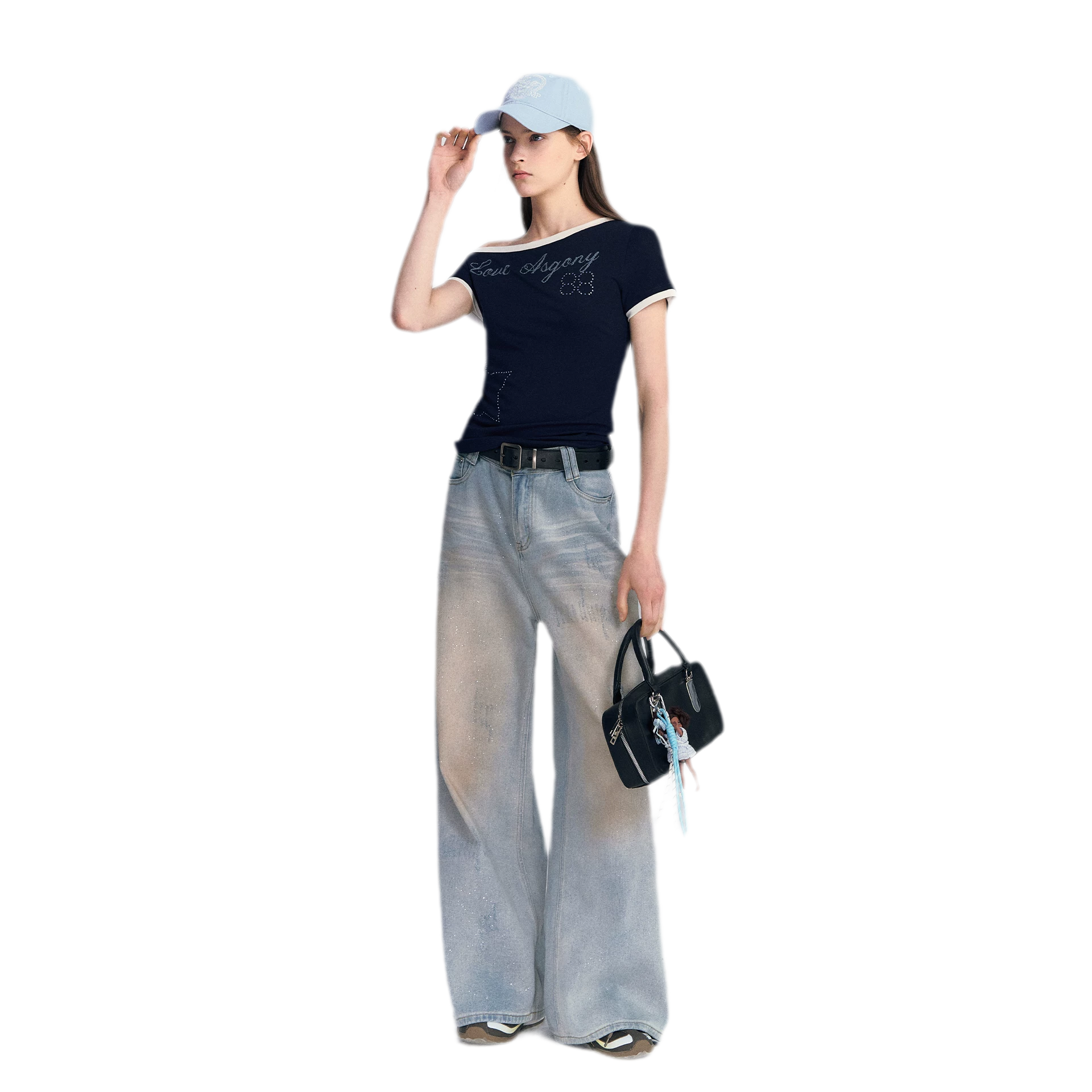 Sequin Wide-Leg Jeans