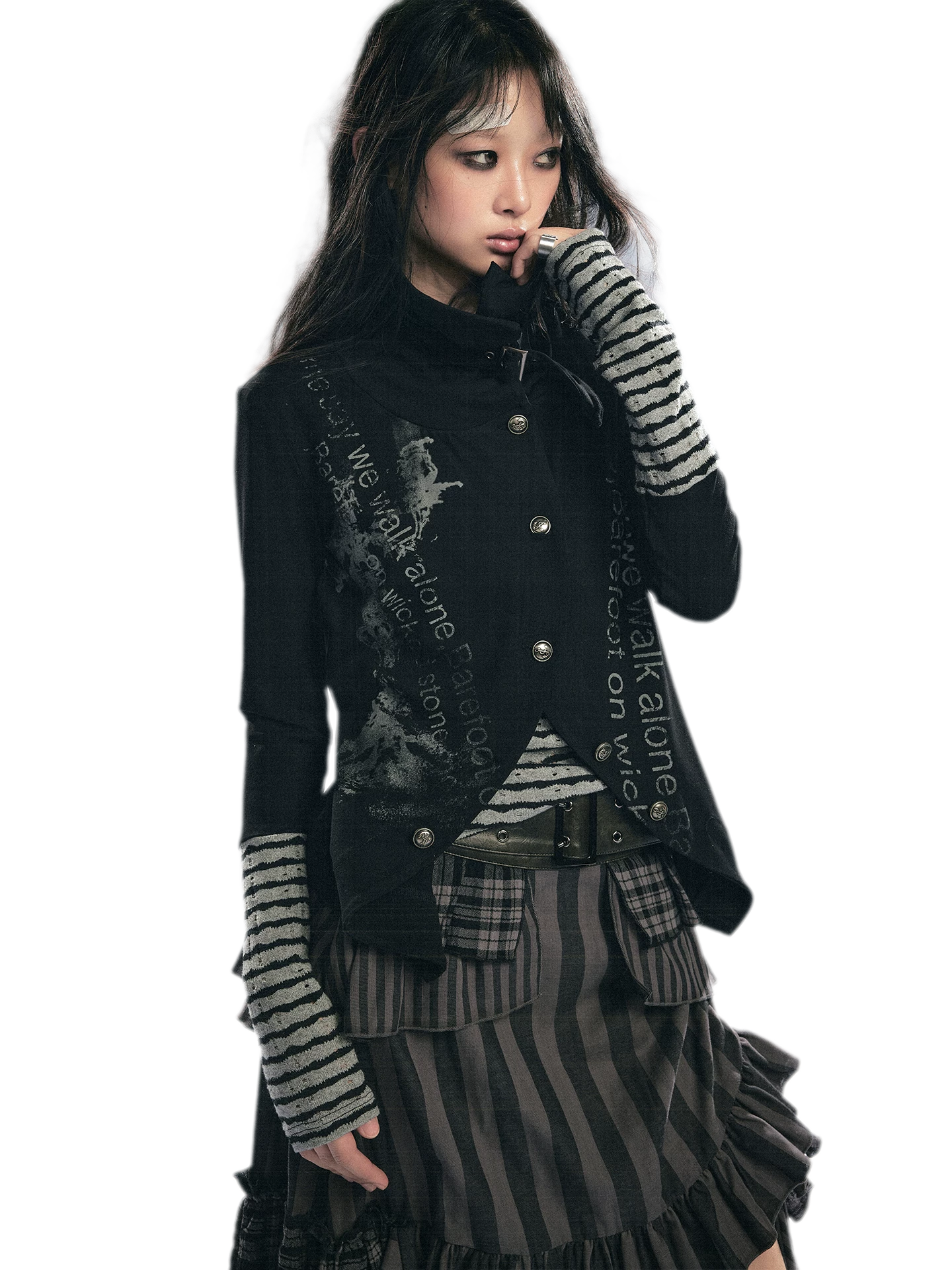 Striped Faux Layer Cardigan