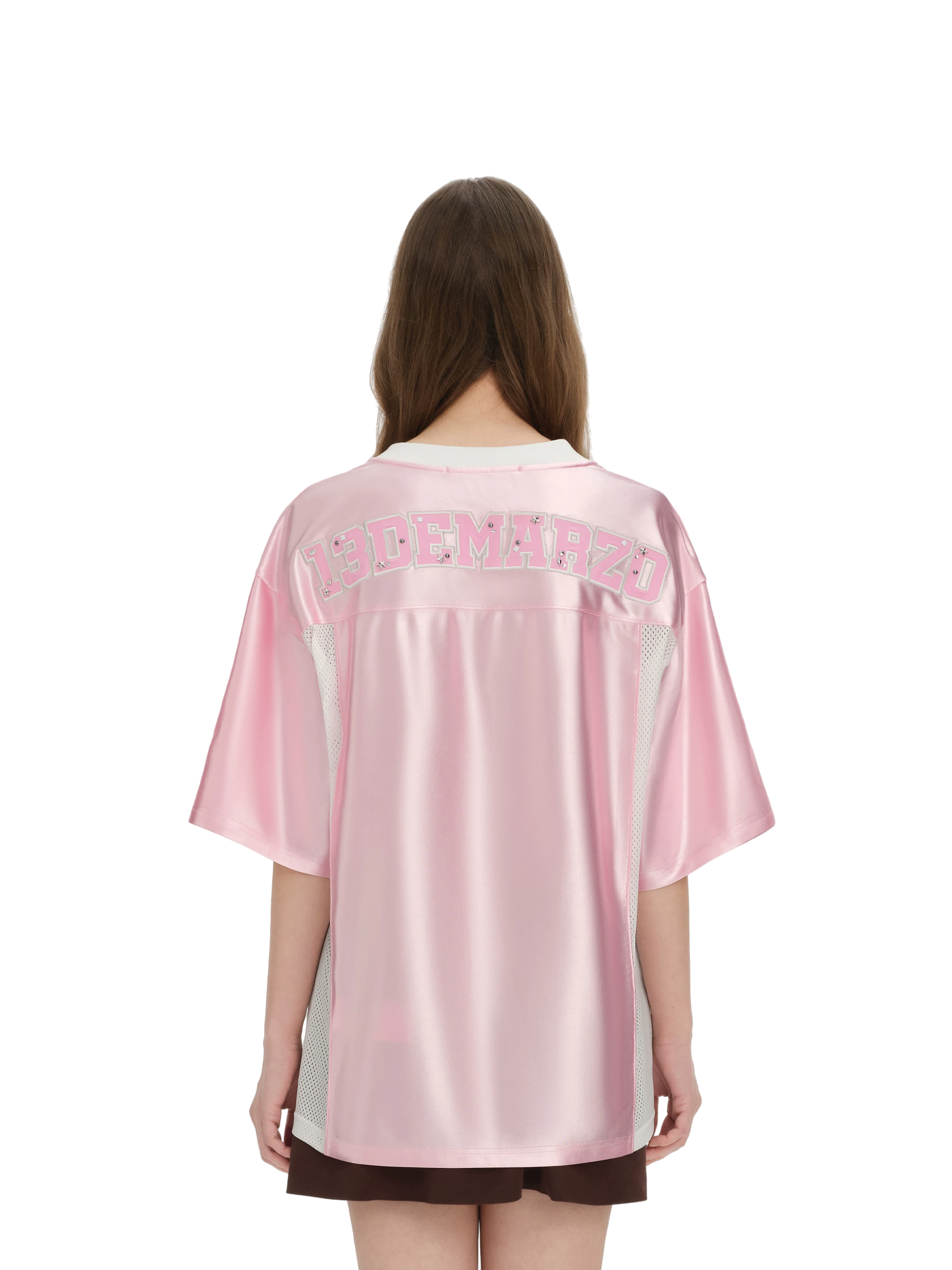 Satin V-Neck Short Sleeve T-Shirt
