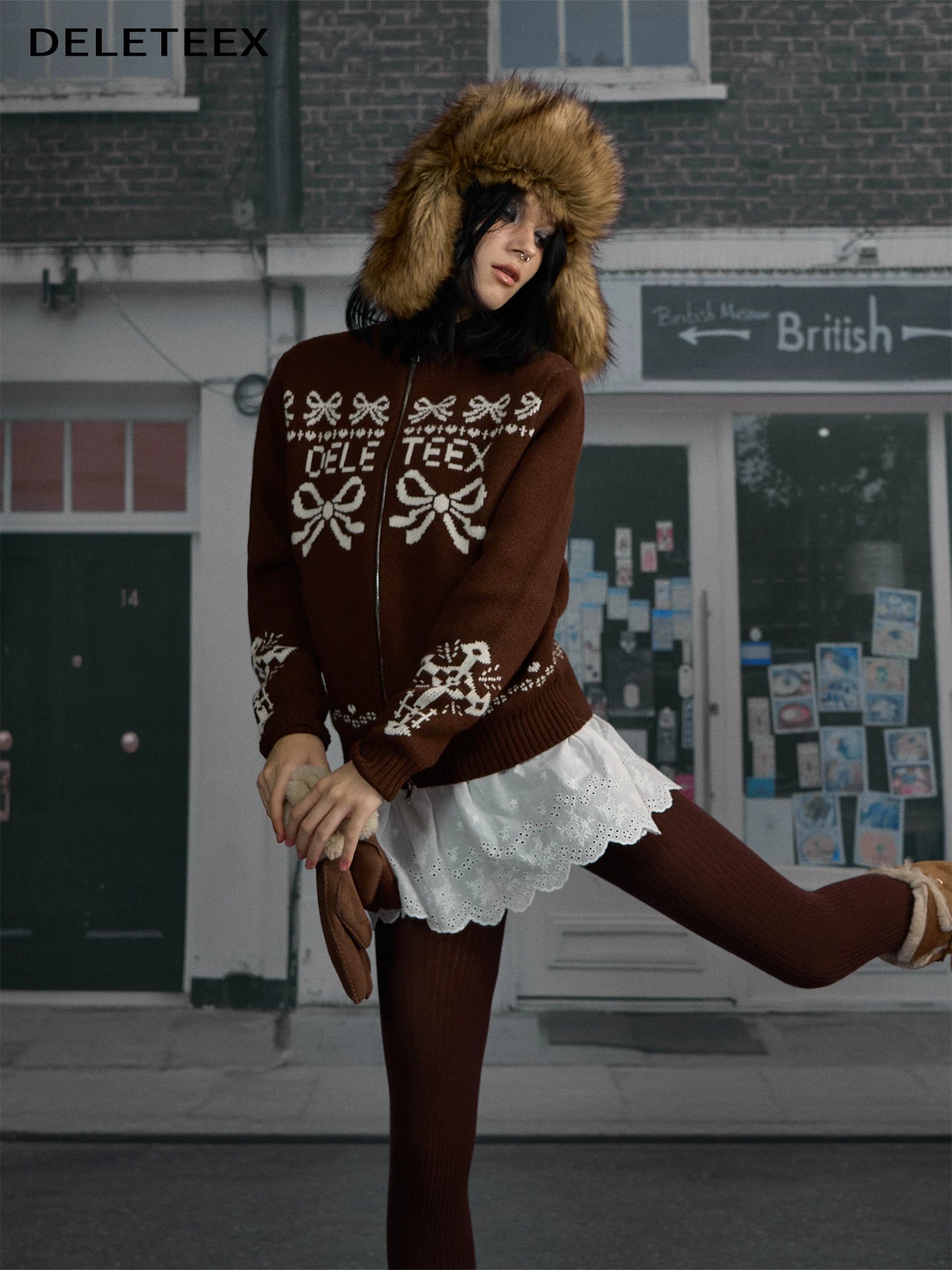 Jacquard Wool Baseball Cardigan