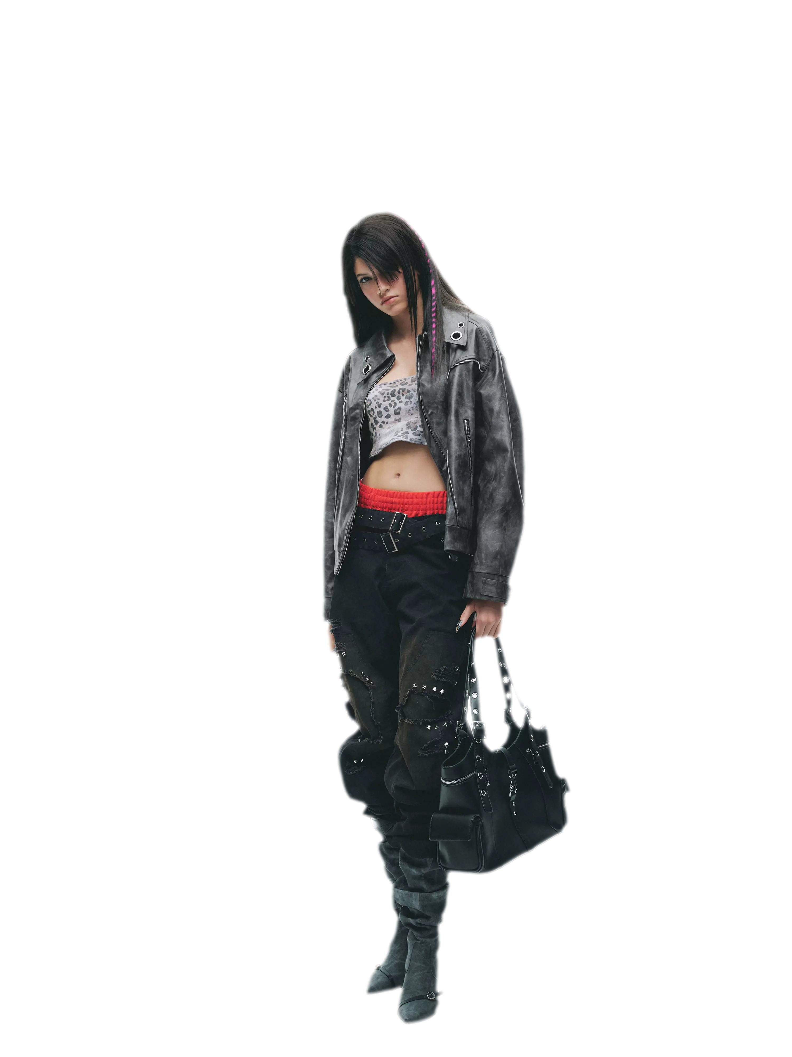 Textured Deconstructed PU Jacket