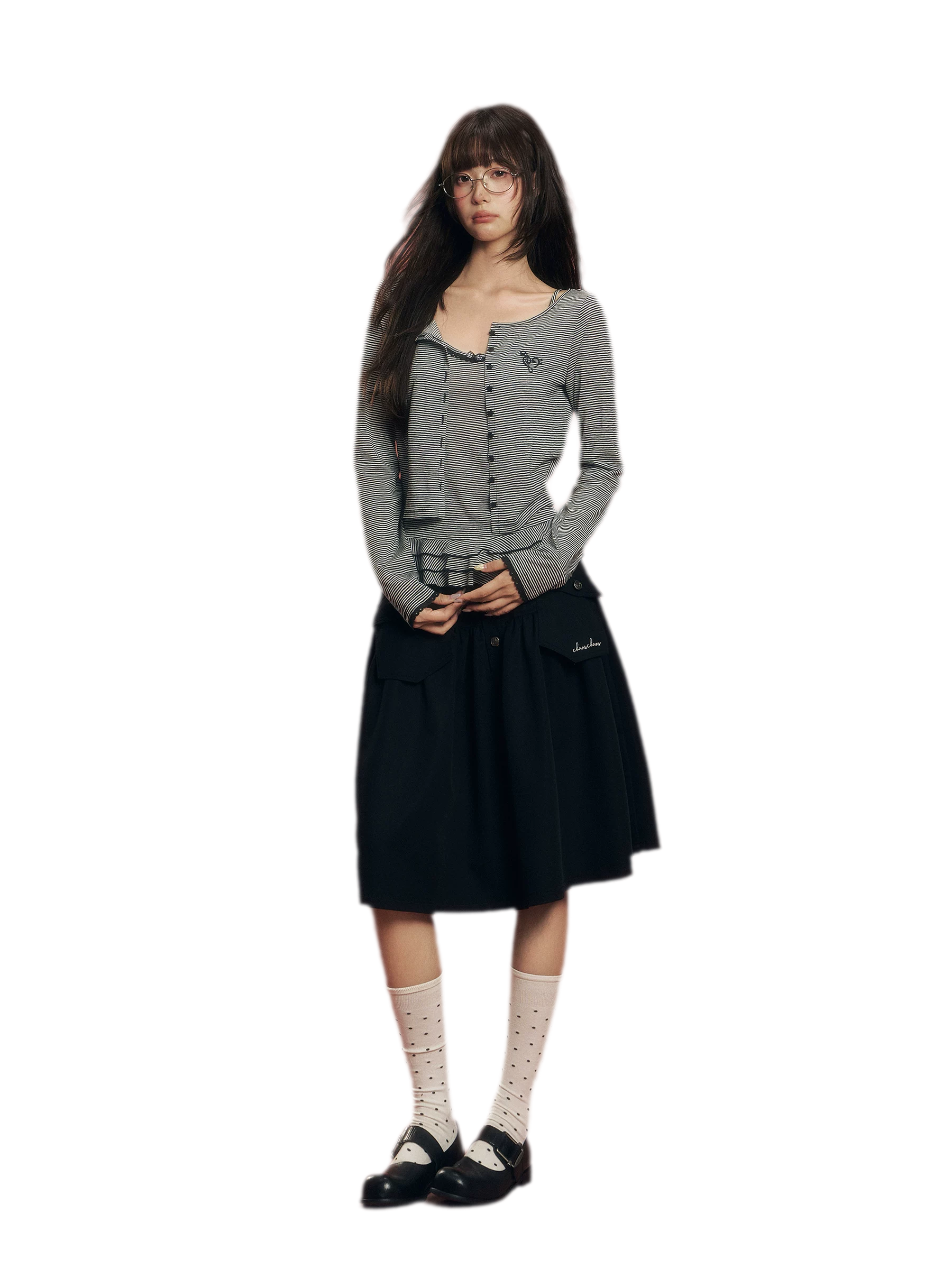 Striped Knit Cardigan Set