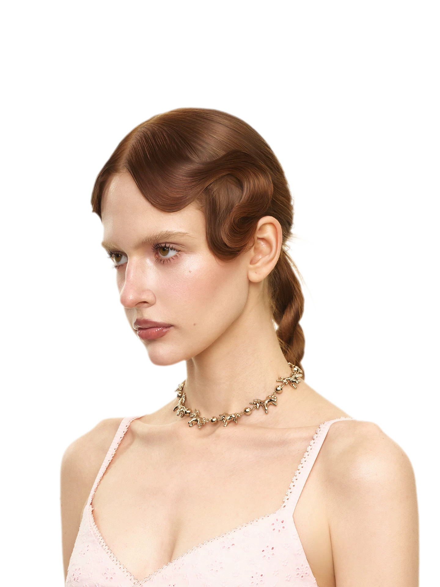Embossed Pony Clavicle Necklace