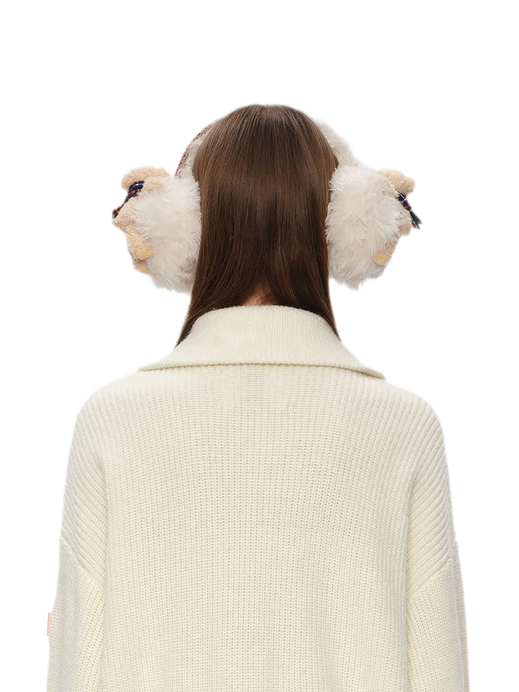 Paraorecchie in peluche a forma di orso con fiocco