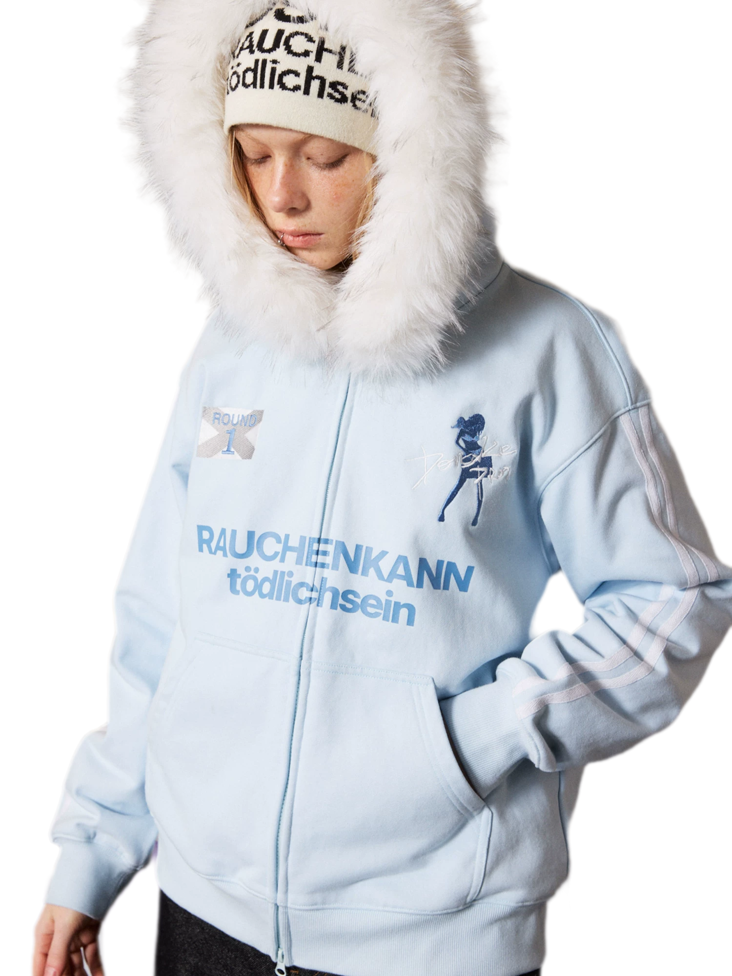 Fur Trim Oversized Zip Hoodie