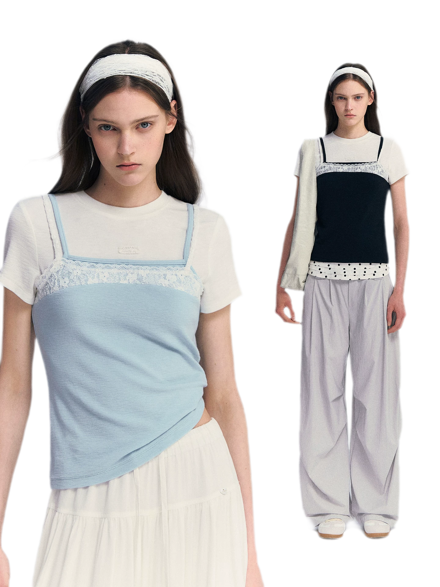 Lace Trim Layered Tee