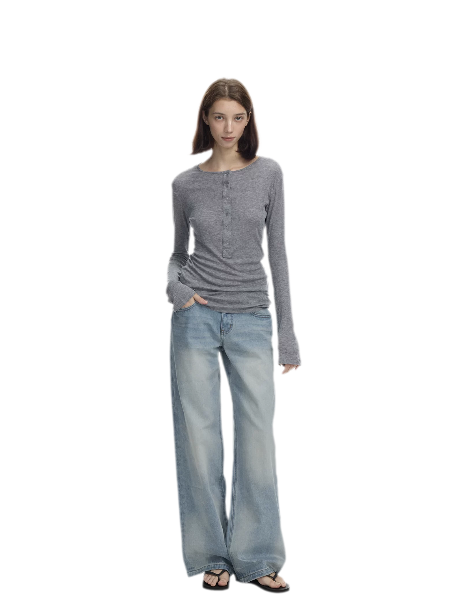 Lyocell Wool Six-Button Henley