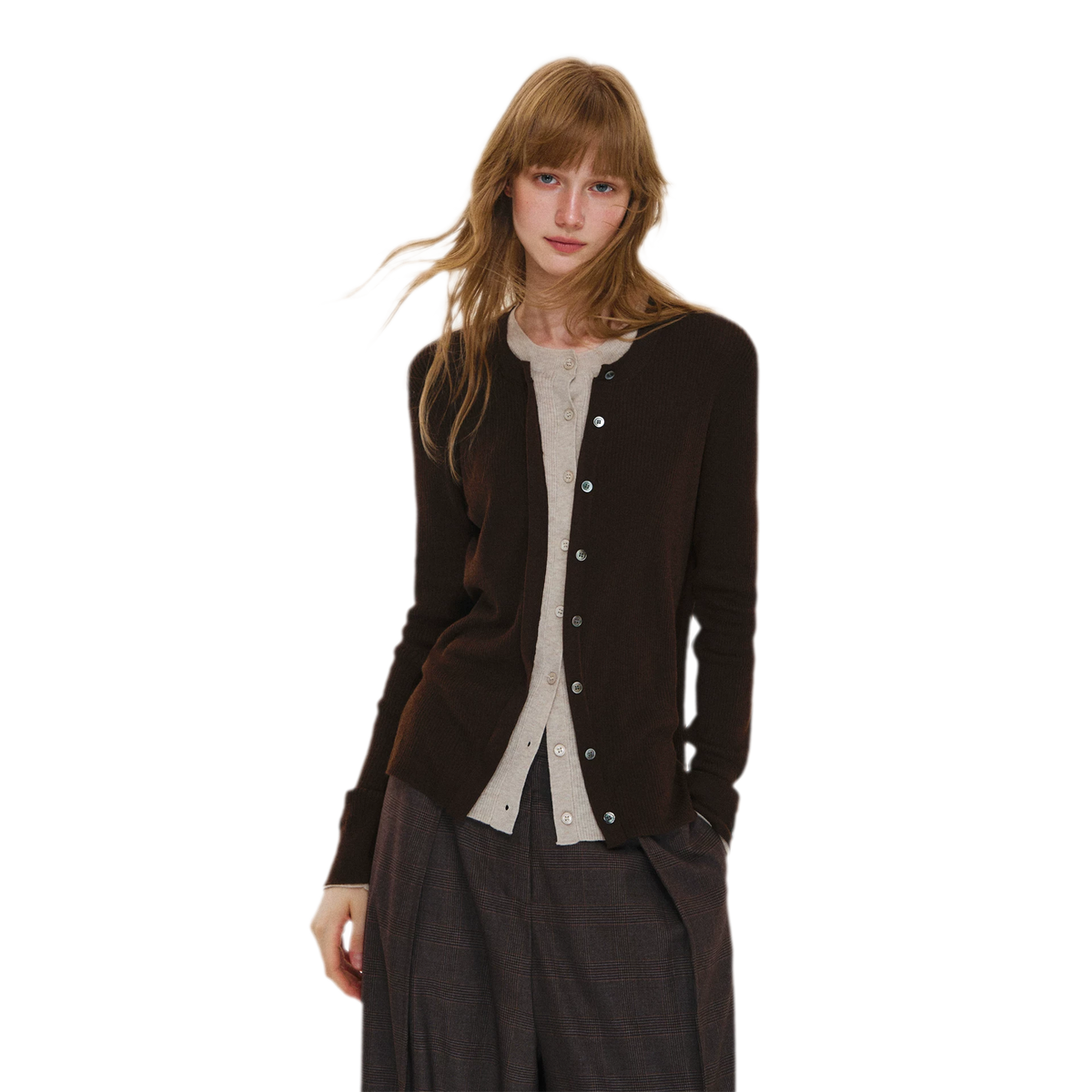 Fine Knit Contrast Cardigan