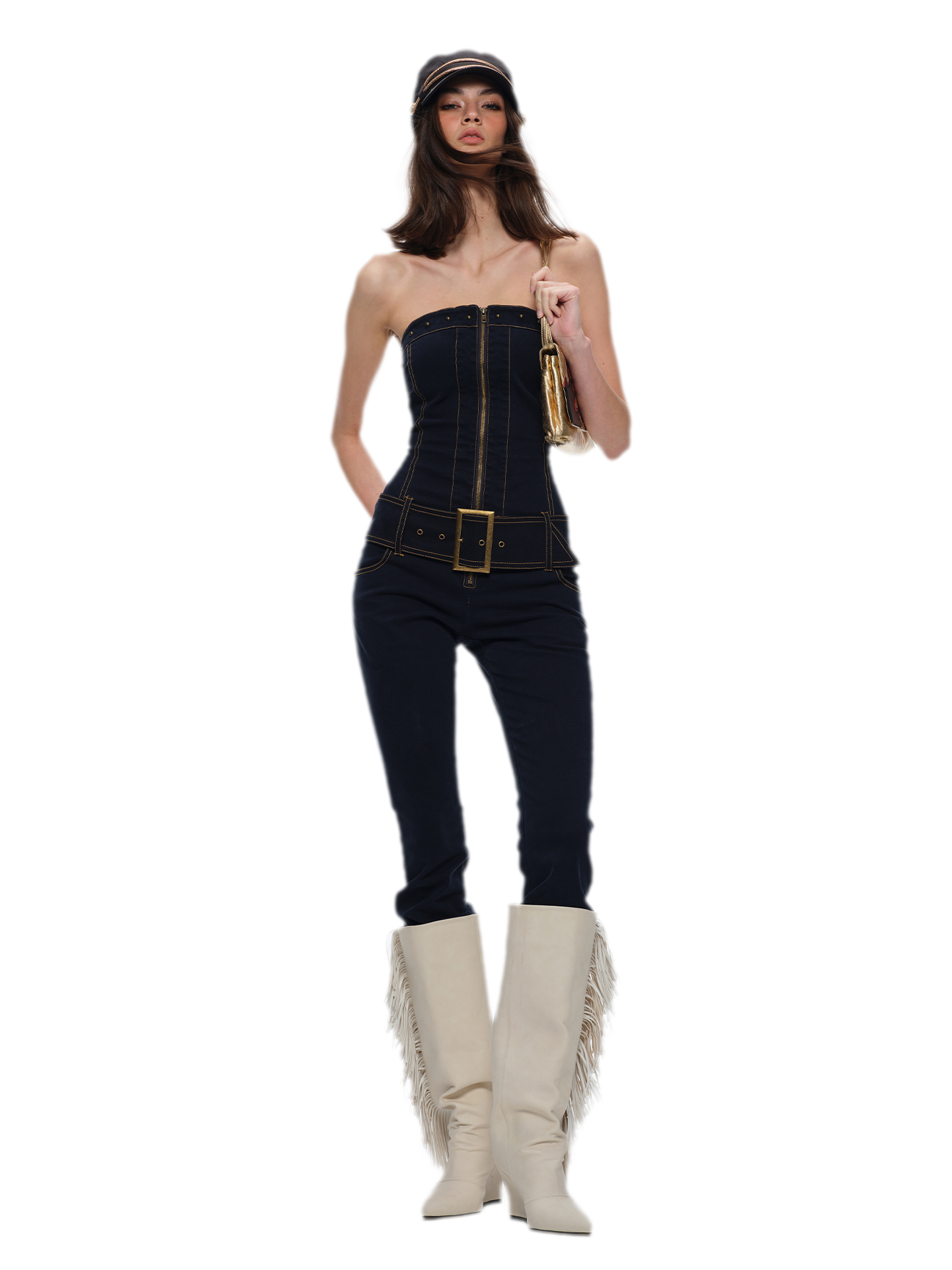 Washed Fitted Denim Jumpsuit