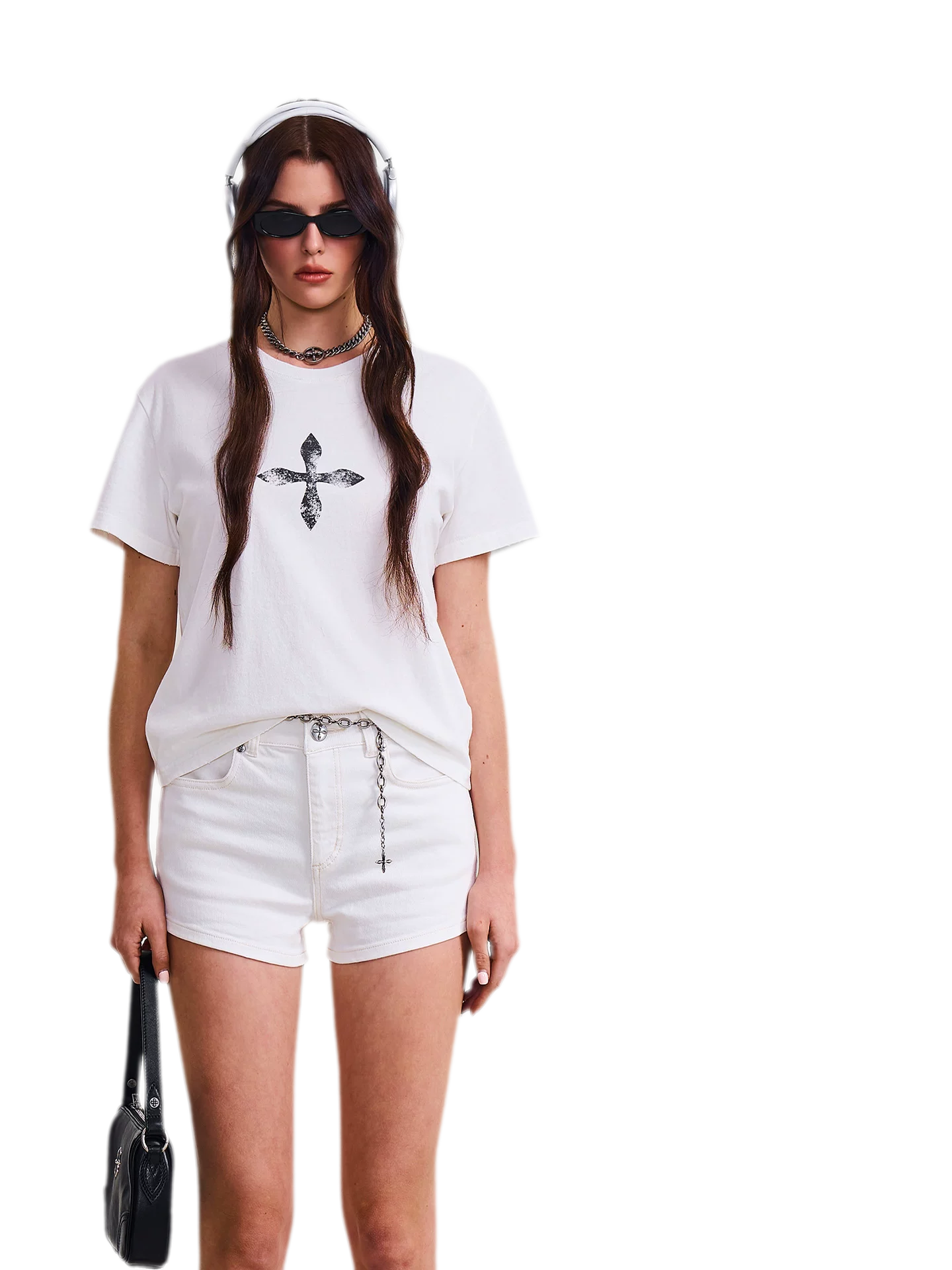Vintage Washed Cross Embroidered Tee