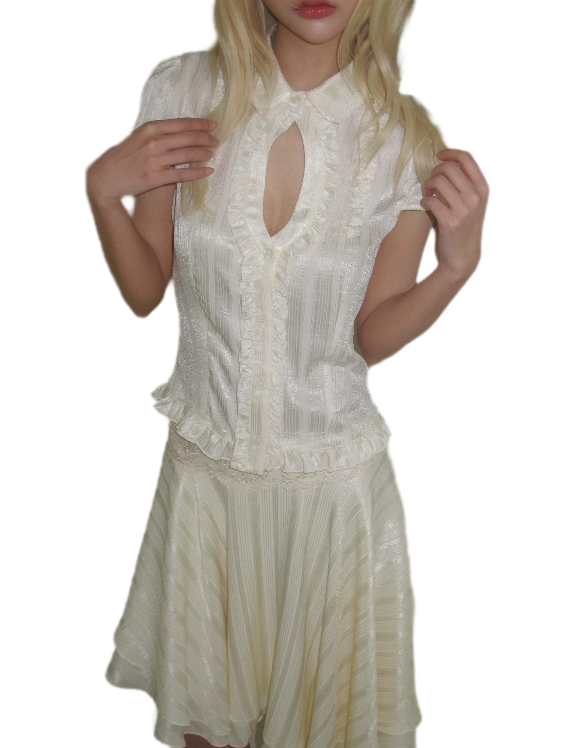 French Ruffle Short Blouse