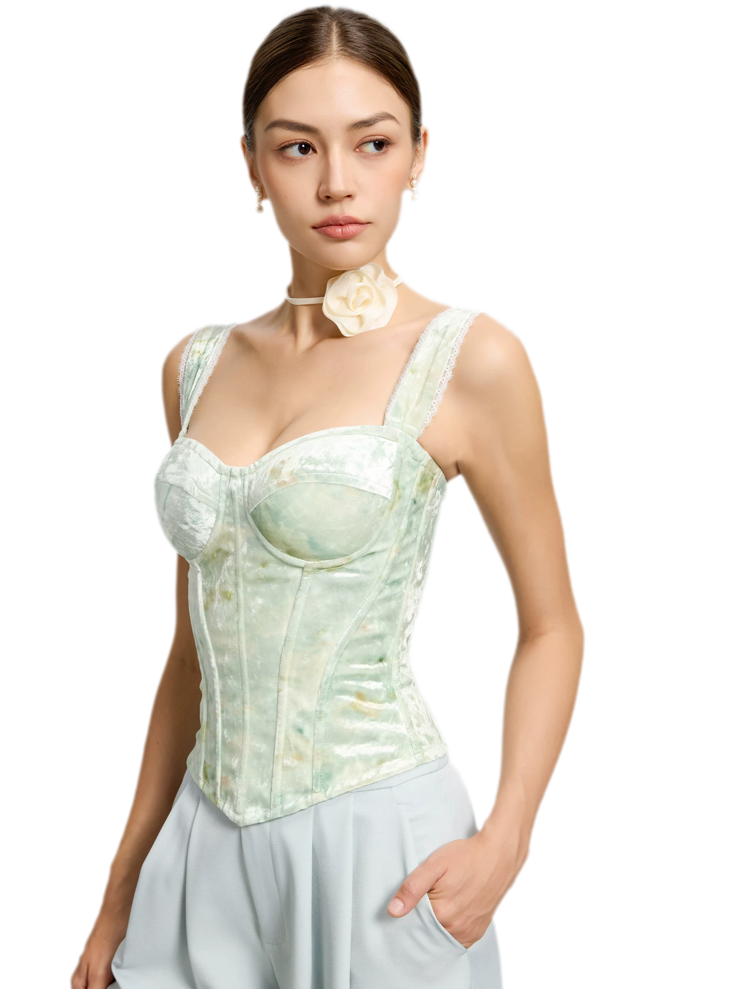 Jacquard Velvet Corset Cami