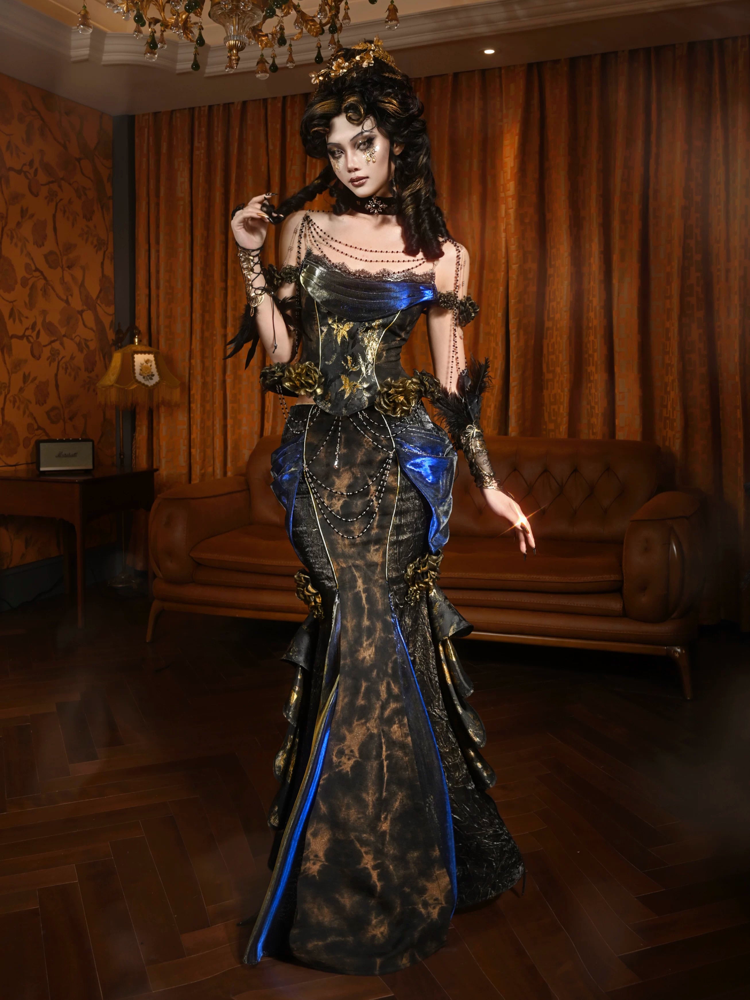 Gold Jacquard Sculptural Corset
