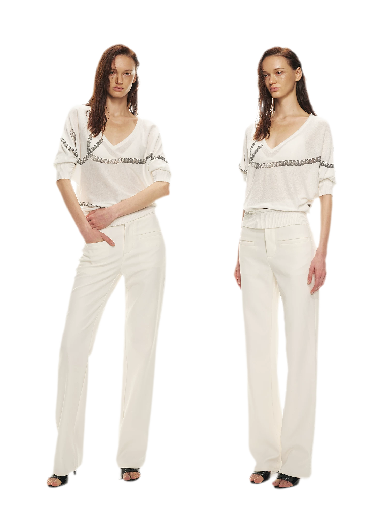 Classic Off-White Slim Straight Trousers