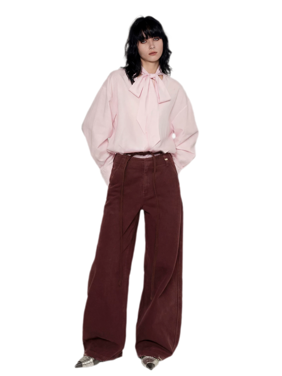 Textured Tie-Front Tencel Shirt